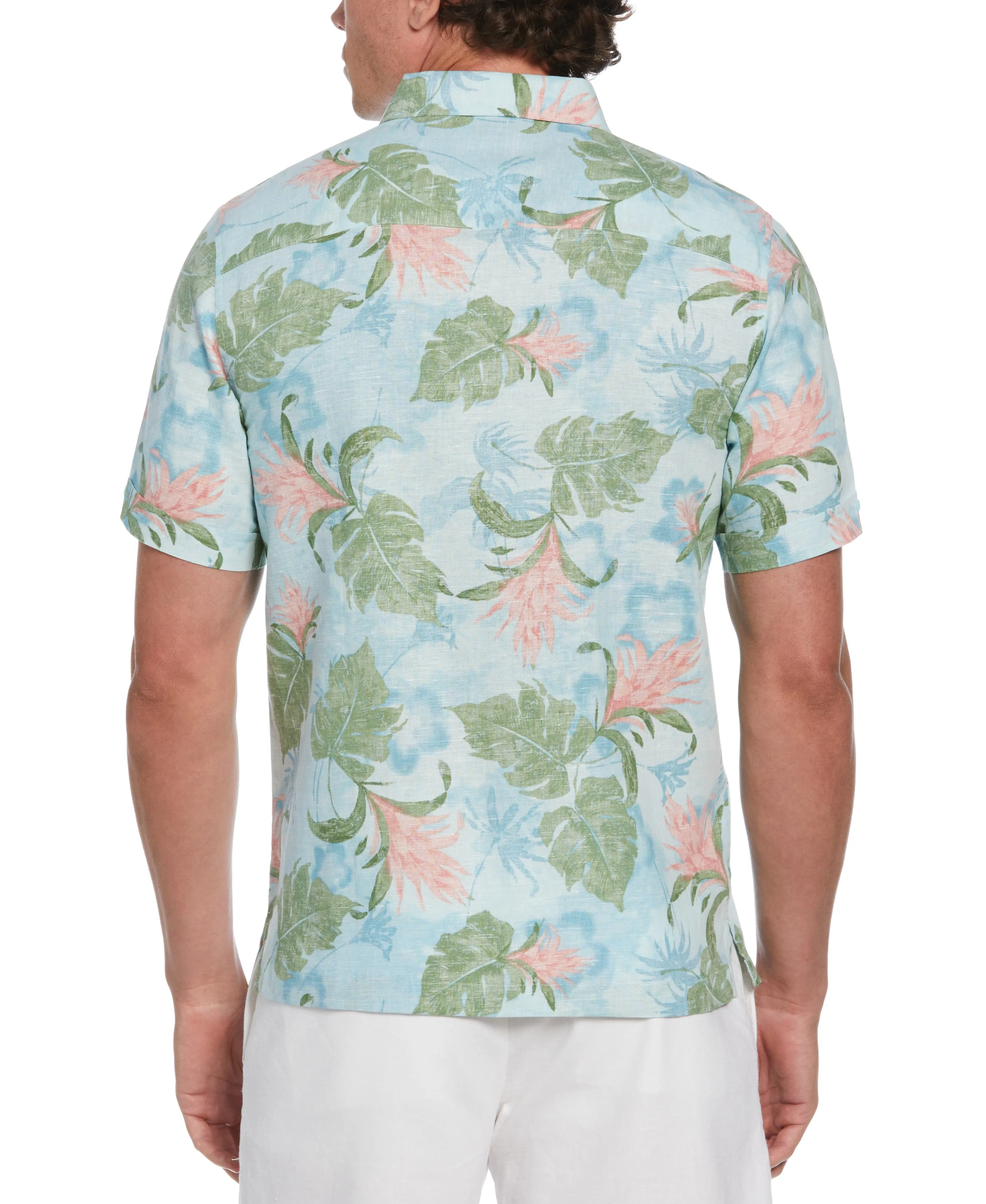 Big & Tall Linen Blend Tropical Floral Print Shirt sold by Cubavera product image thumbnail 2