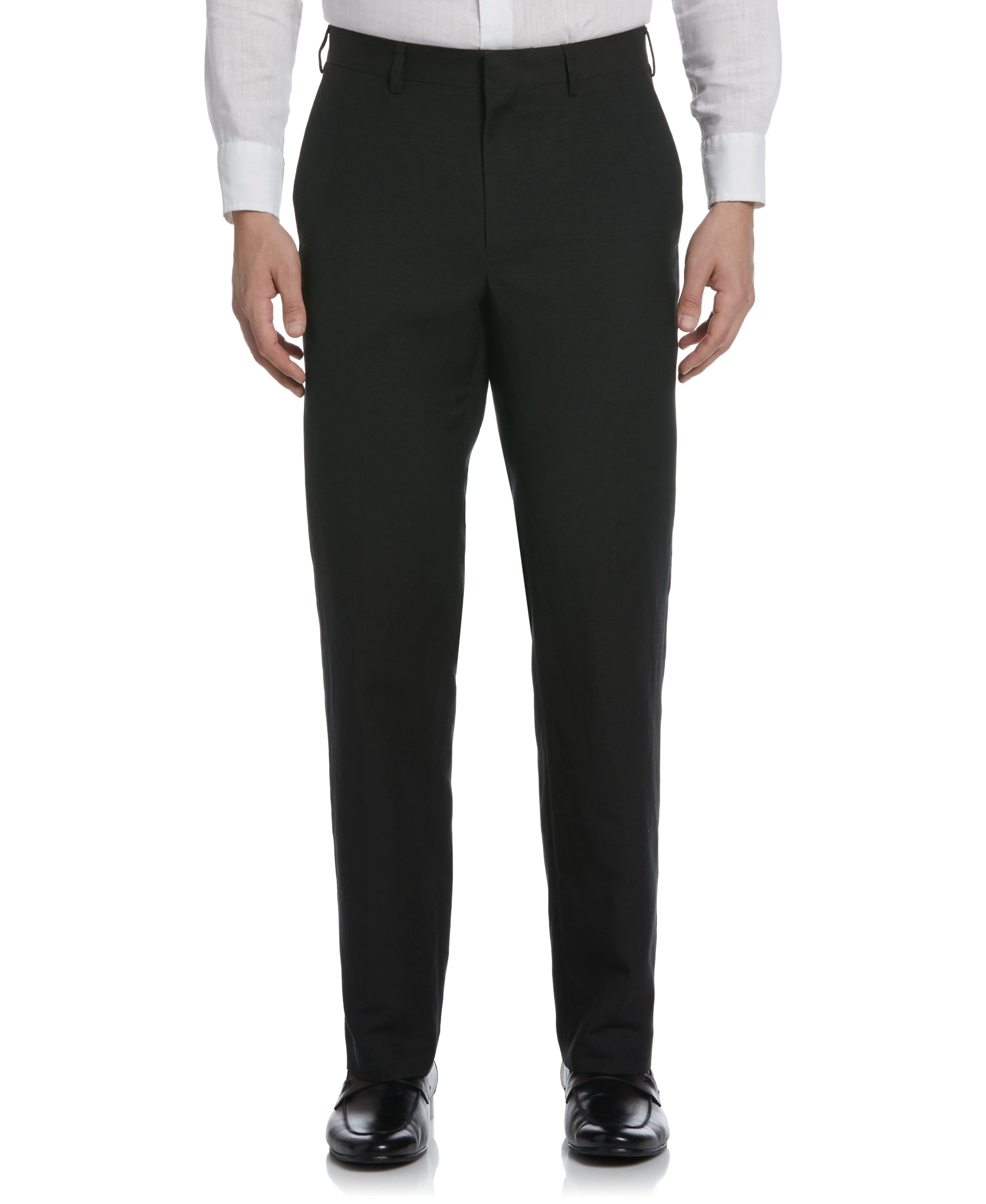 Linen-Blend Flat Front Pants - Black sold by Cubavera