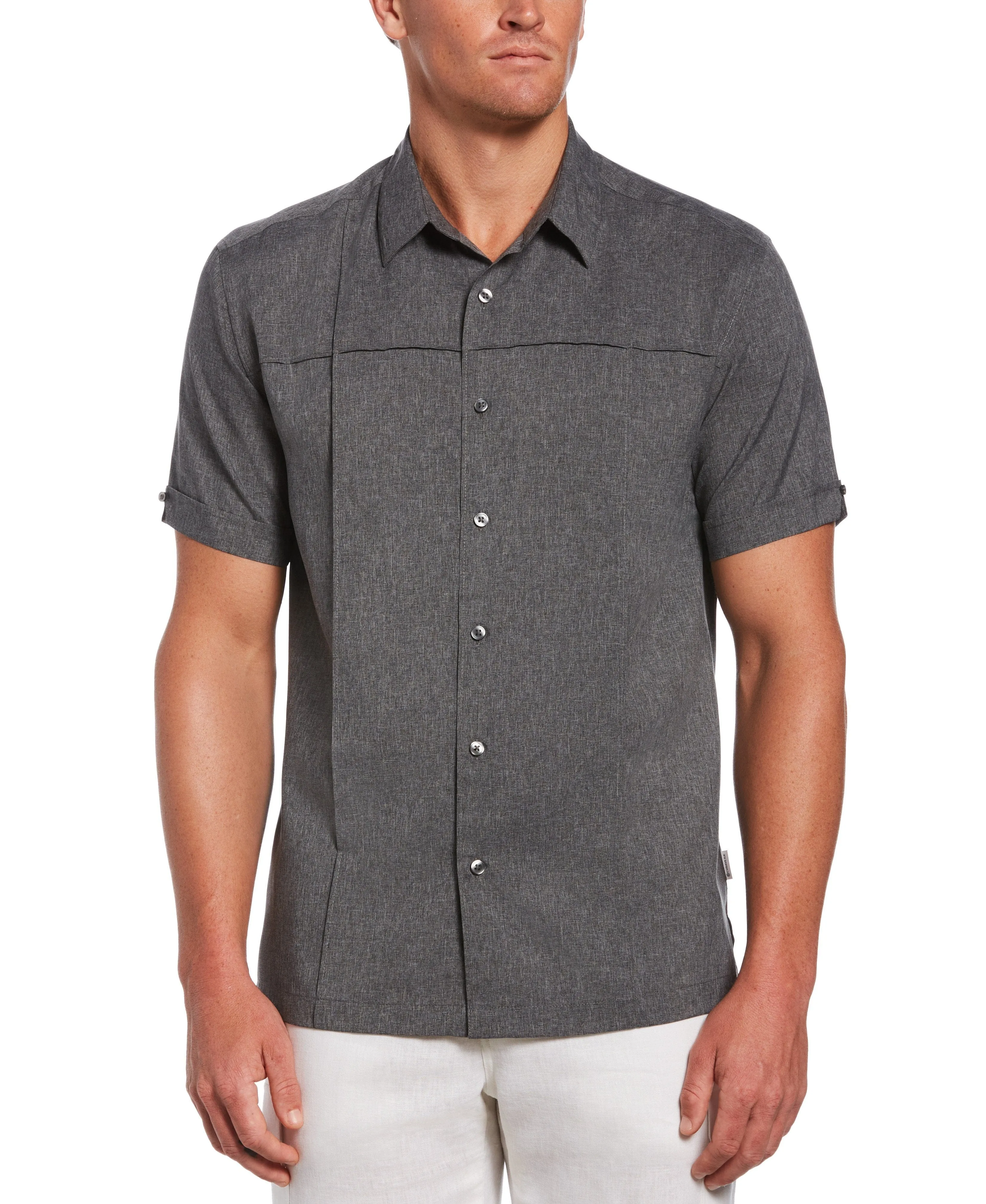 Two-Tone Cross Tuck Chambray Shirt sold by Cubavera