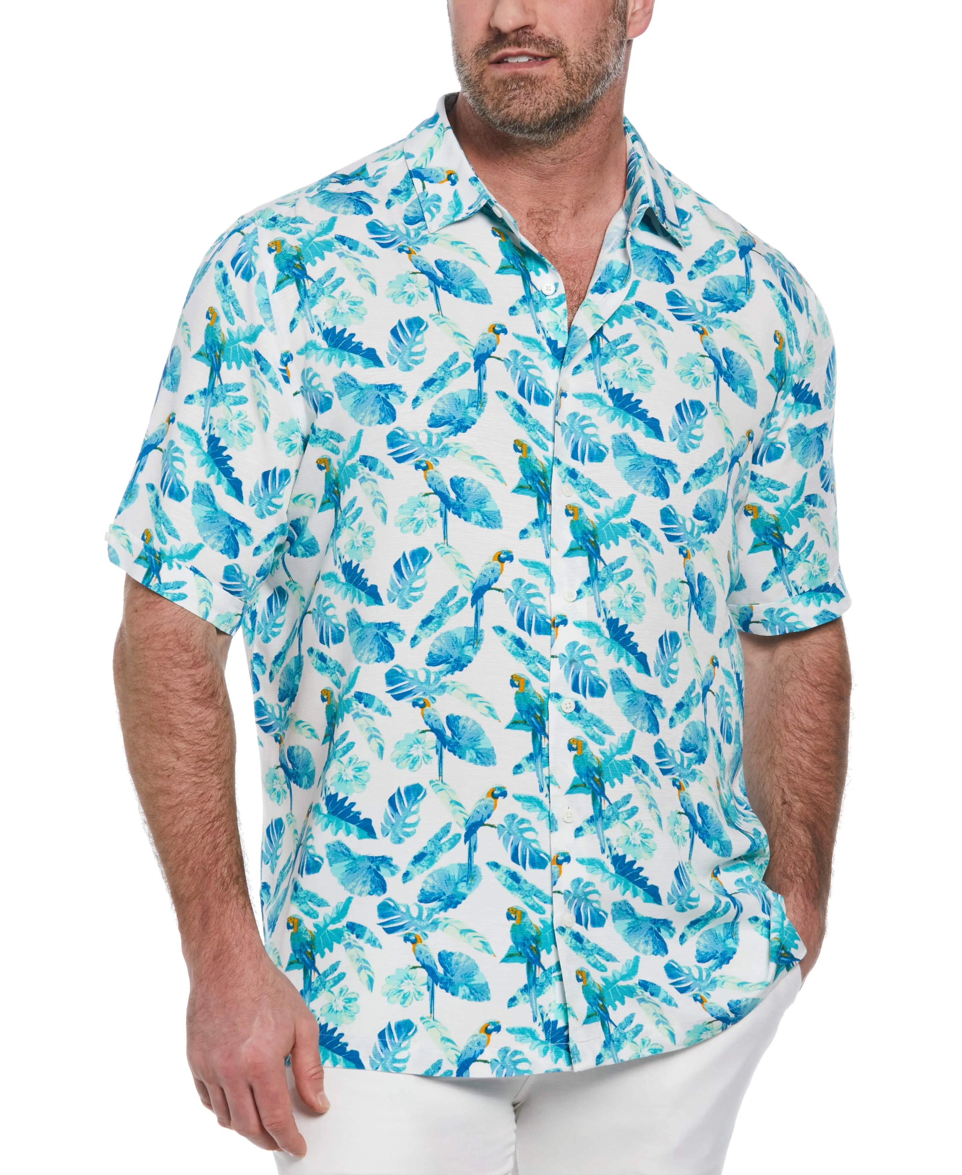 Big & Tall Tropical Parrot Print Shirt sold by Cubavera