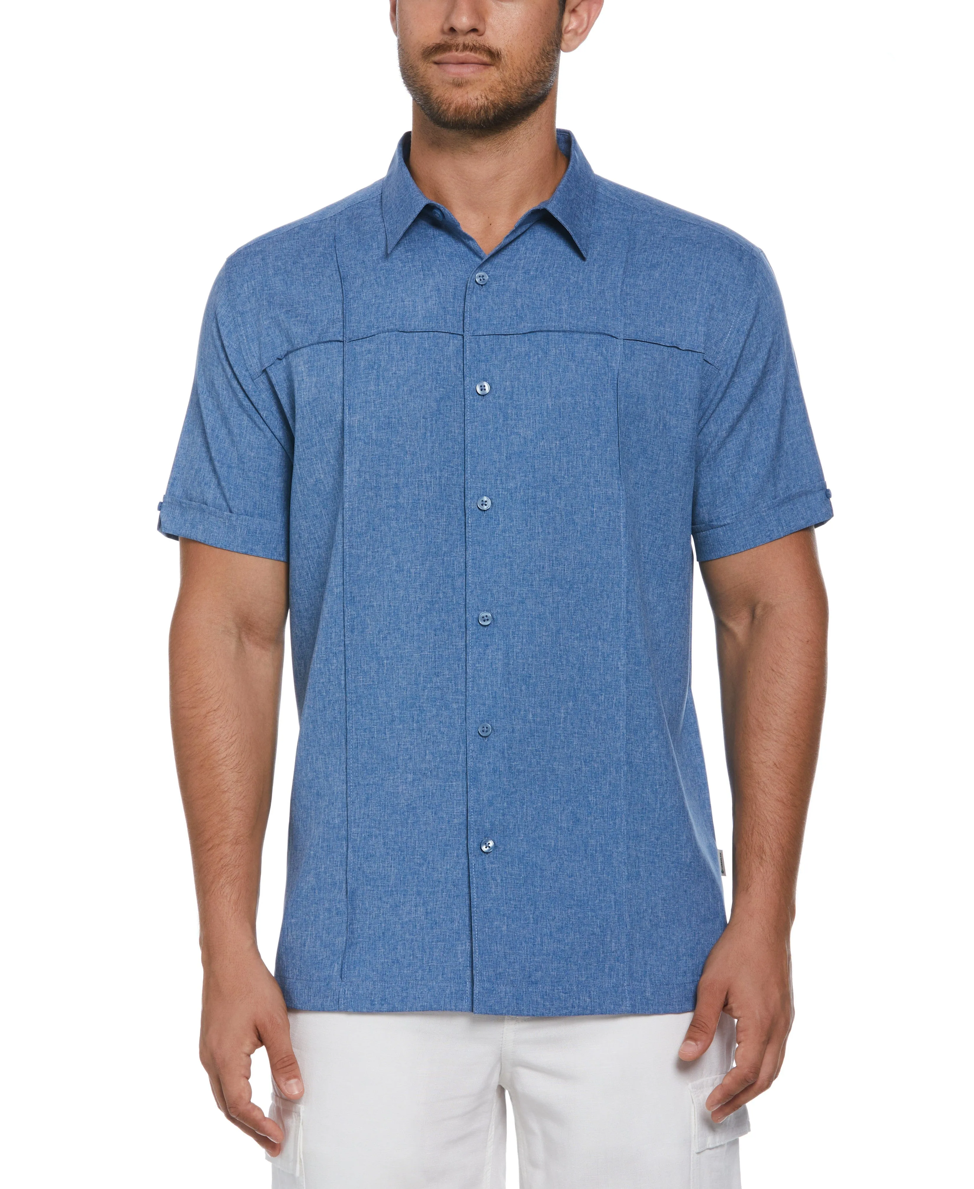 Two-Tone Cross Tuck Chambray Shirt sold by Cubavera