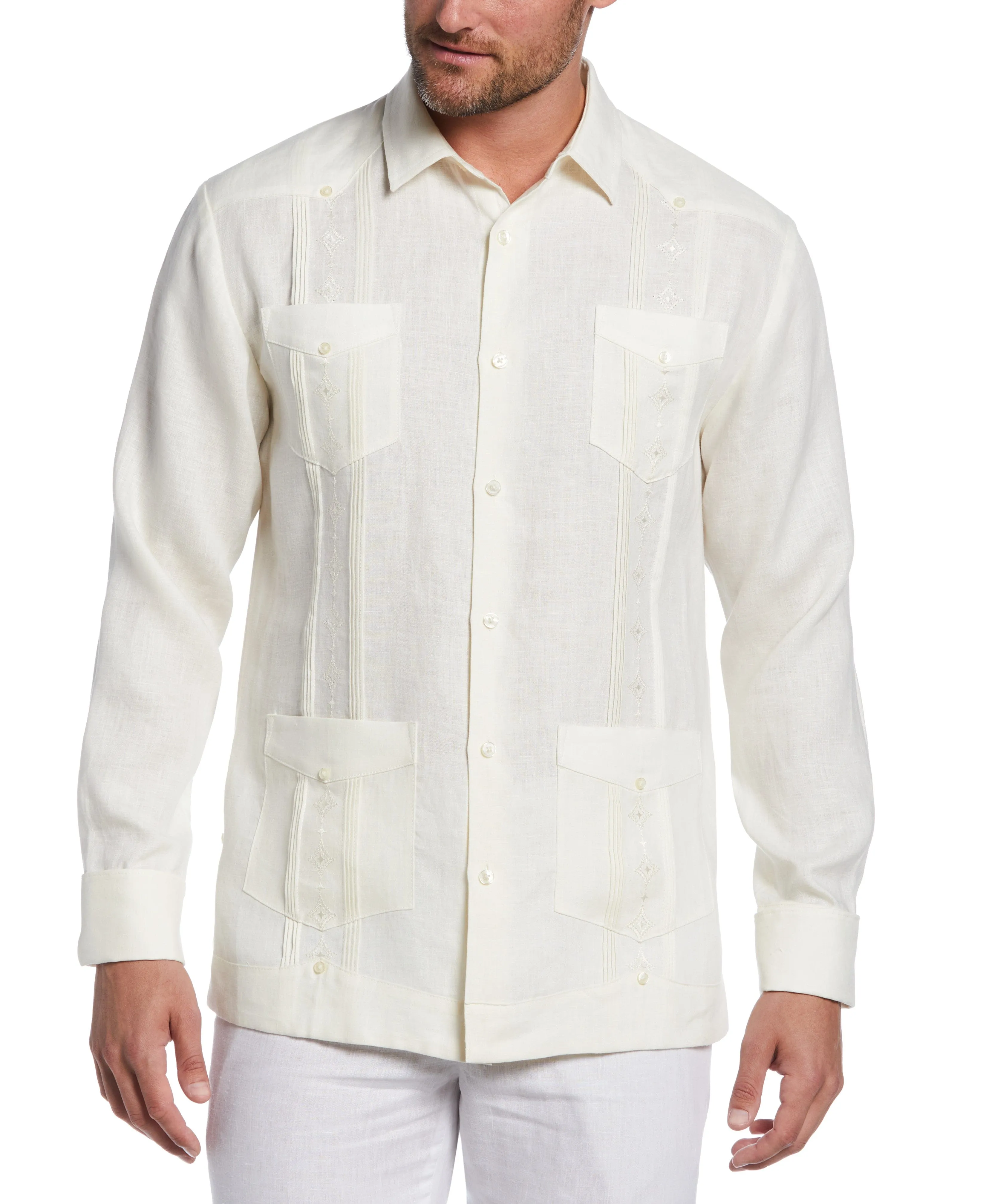 Linen Embroidered French Cuff Guayabera Shirt sold by Cubavera