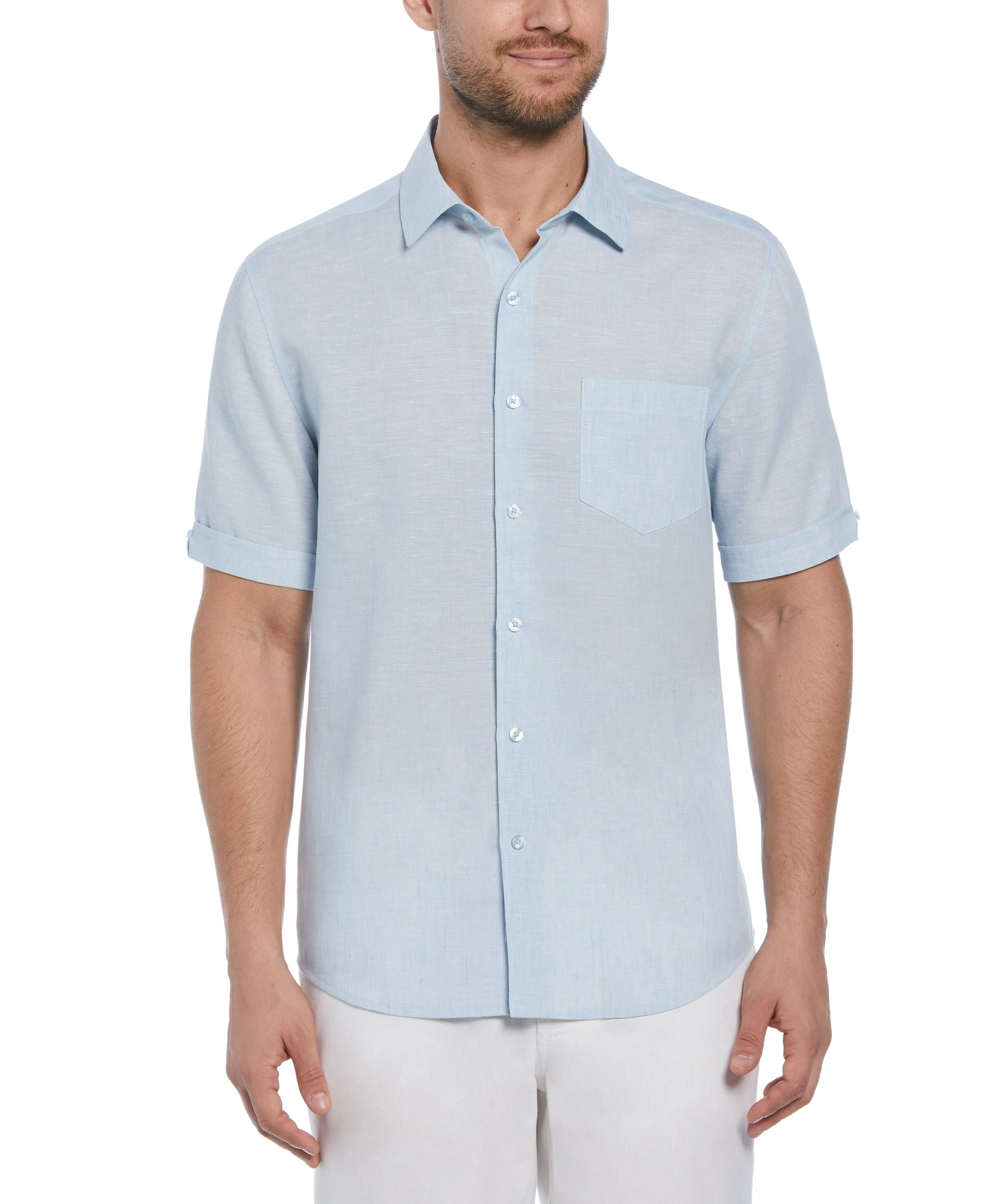 TravelSelect™ Linen-Blend One Pocket Shirt sold by Cubavera
