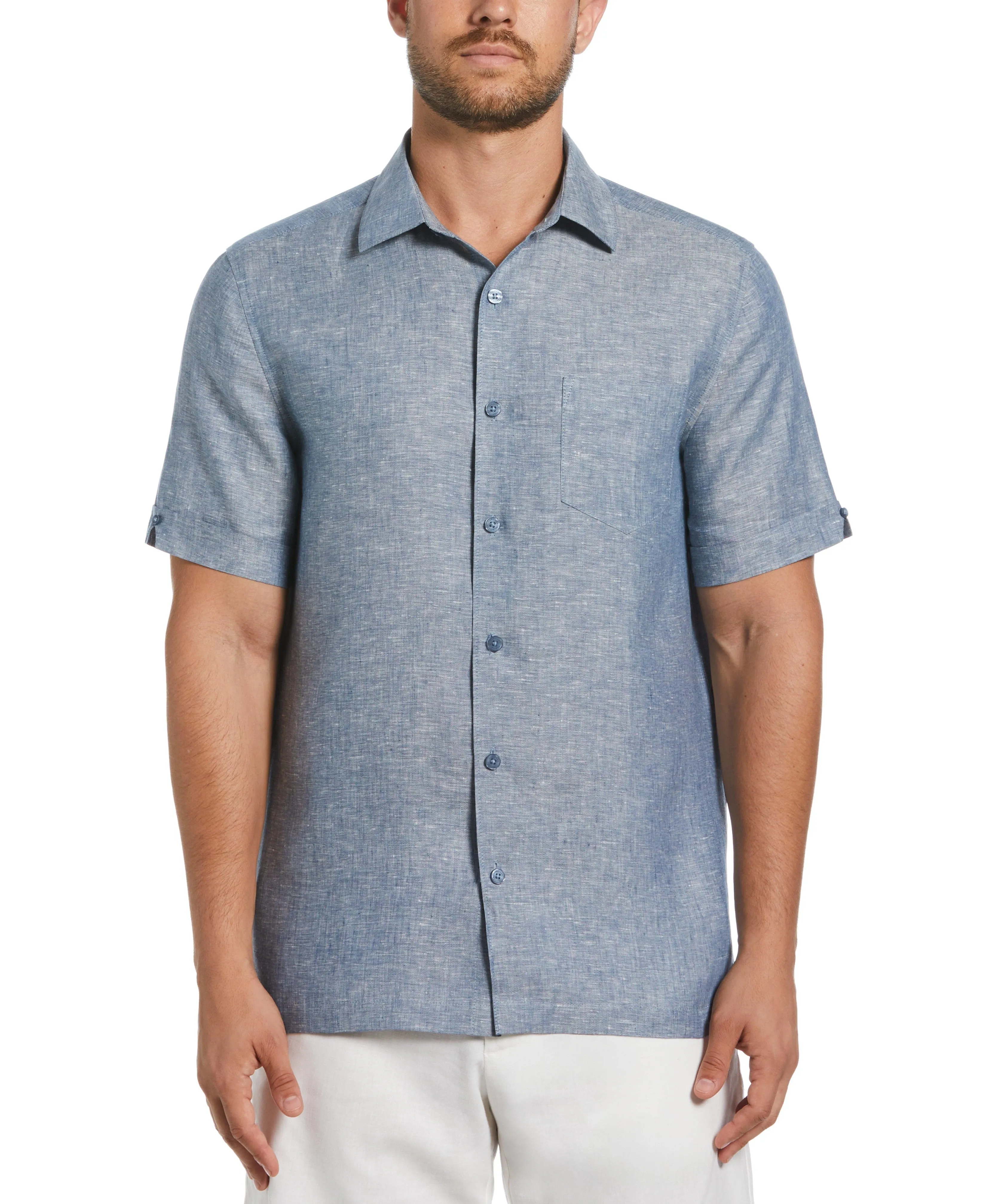 Classic Two-Tone Linen Shirt sold by Cubavera