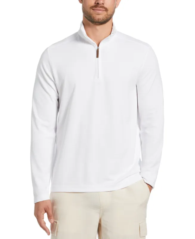 Solid Textured 1/4 Zip Pullover Sweater sold by Cubavera