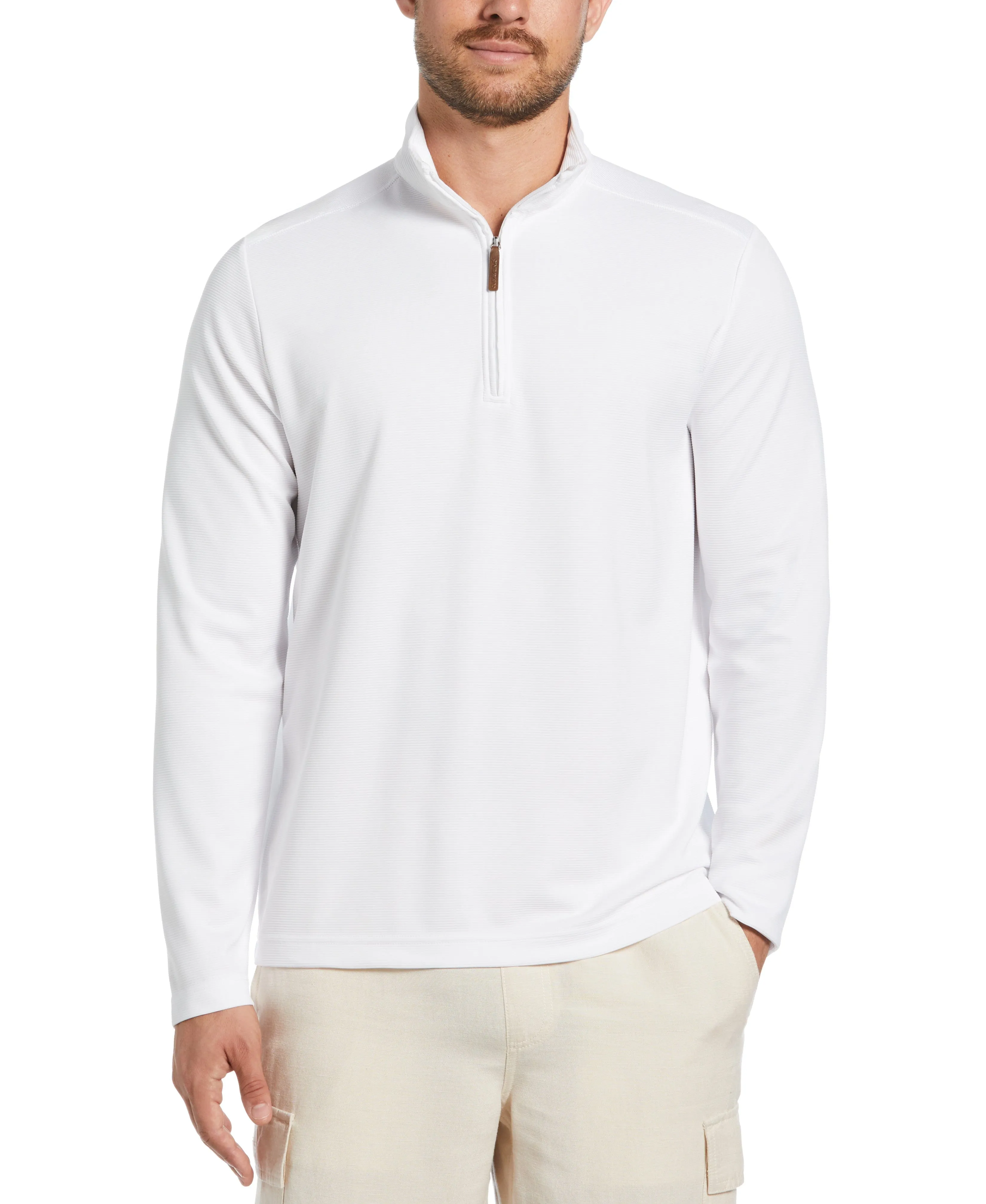 Solid Textured 1/4 Zip Pullover Sweater sold by Cubavera