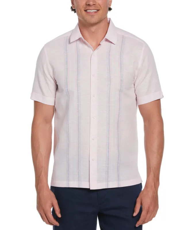 Linen Blend Tri-Color Panel Shirt sold by Cubavera