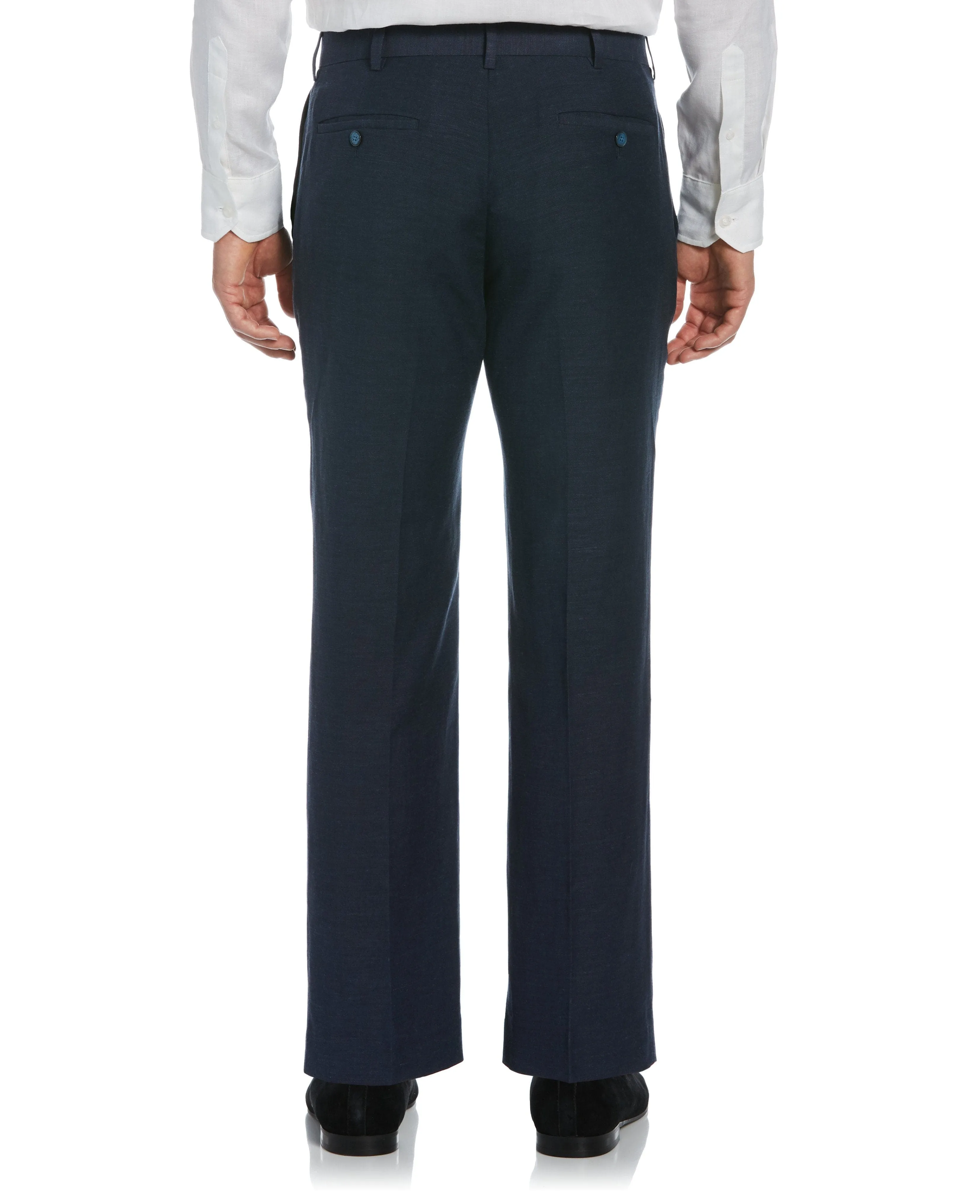Linen-Blend Flat Front Pants - Navy Blue sold by Cubavera product image thumbnail 2