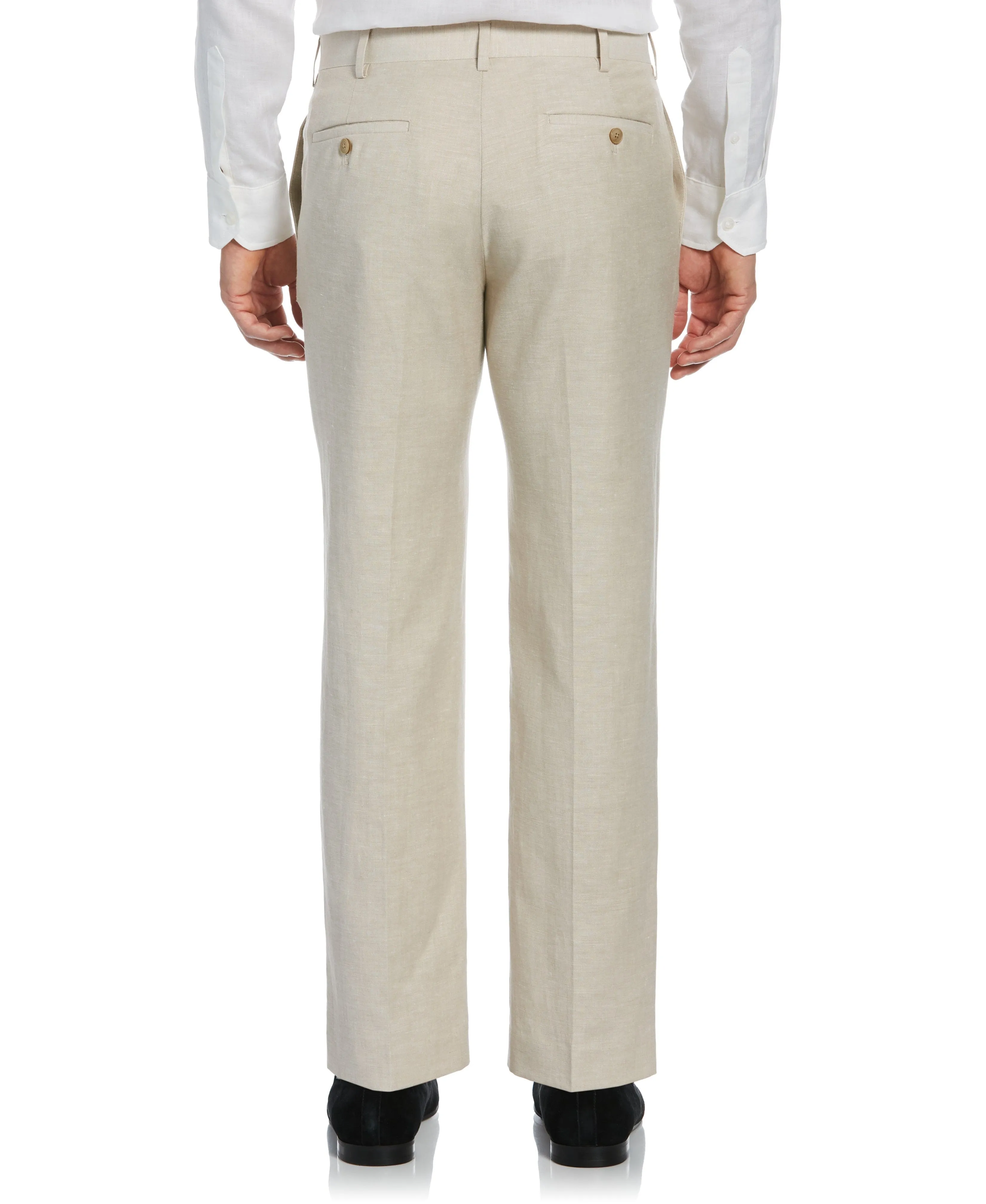 Linen-Blend Flat Front Pants - Khaki sold by Cubavera product image thumbnail 2