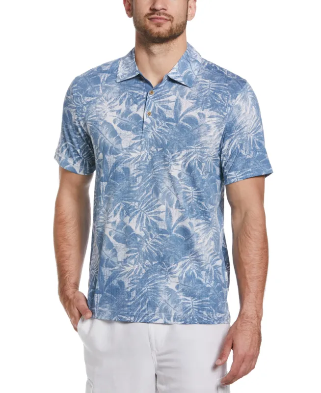 Tonal Tropical Print Polo sold by Cubavera