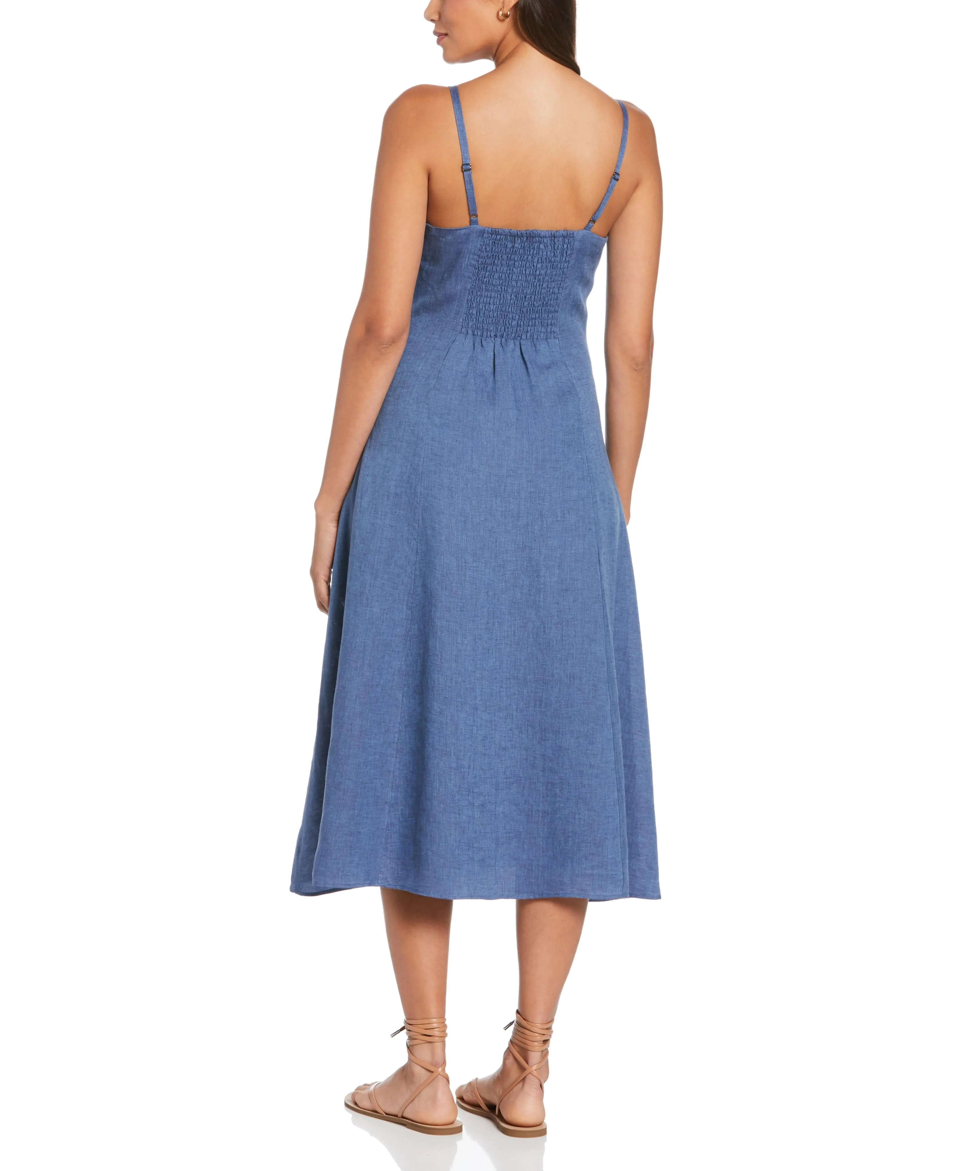 Cross-Dyed Linen Thin Strap Midi Dress sold by Cubavera product image thumbnail 2