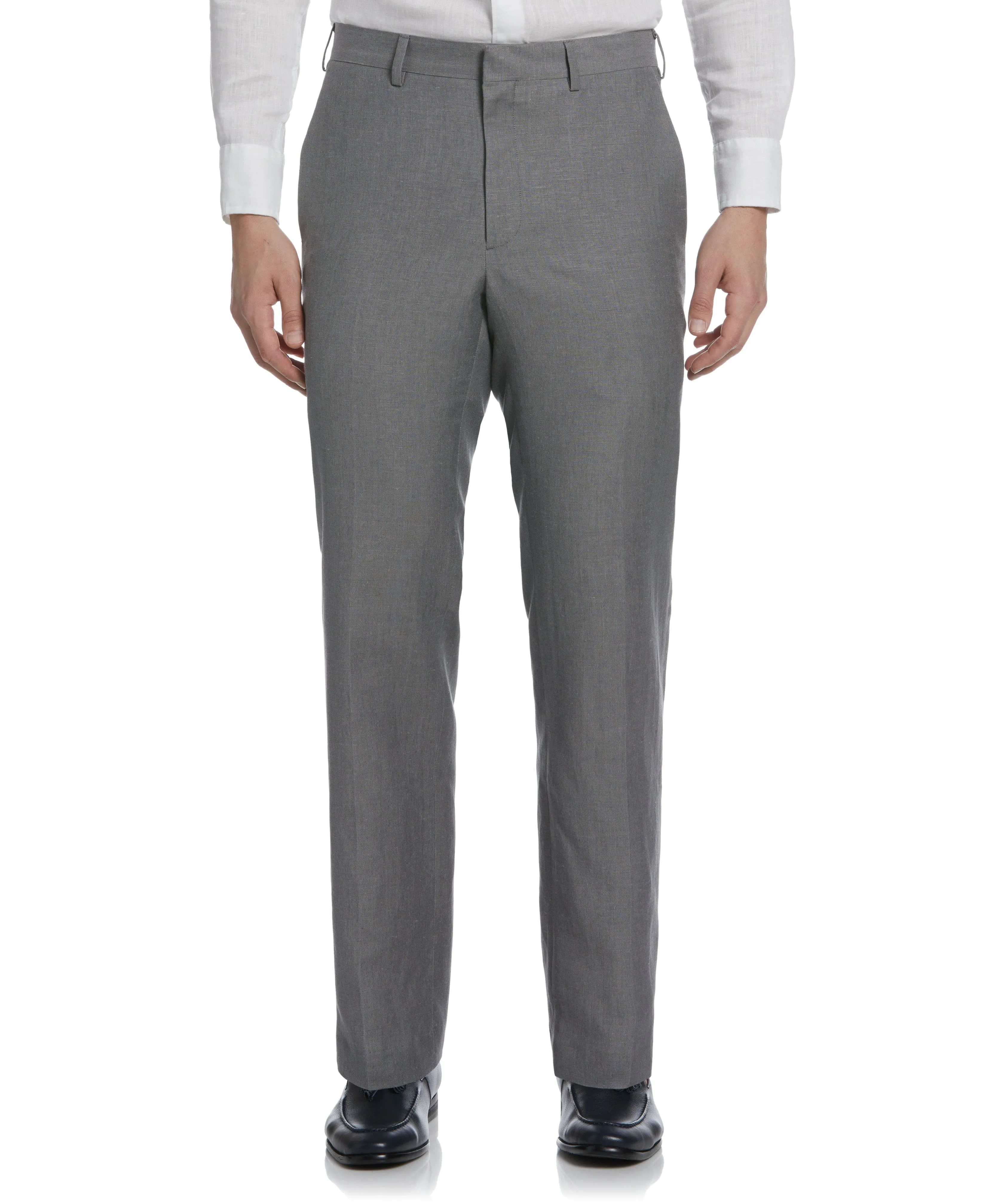 Linen-Blend Flat Front Pants - Gray sold by Cubavera