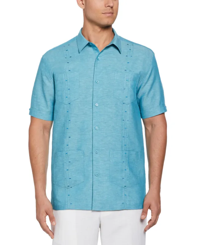 Fashion Four Pocket Linen-Blend Guayabera Shirt sold by Cubavera