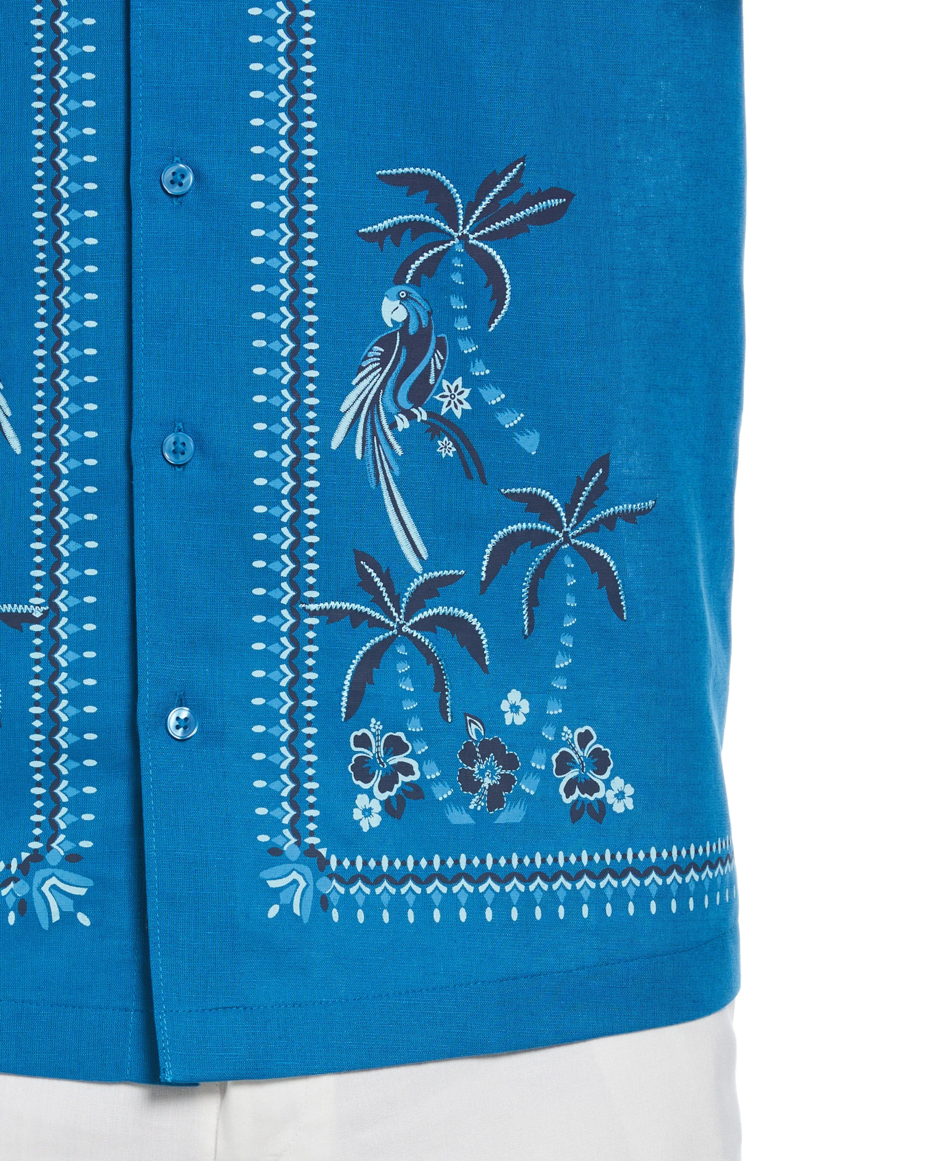 Linen Blend L-Shape Parrot Palm Print Shirt sold by Cubavera product image thumbnail 4