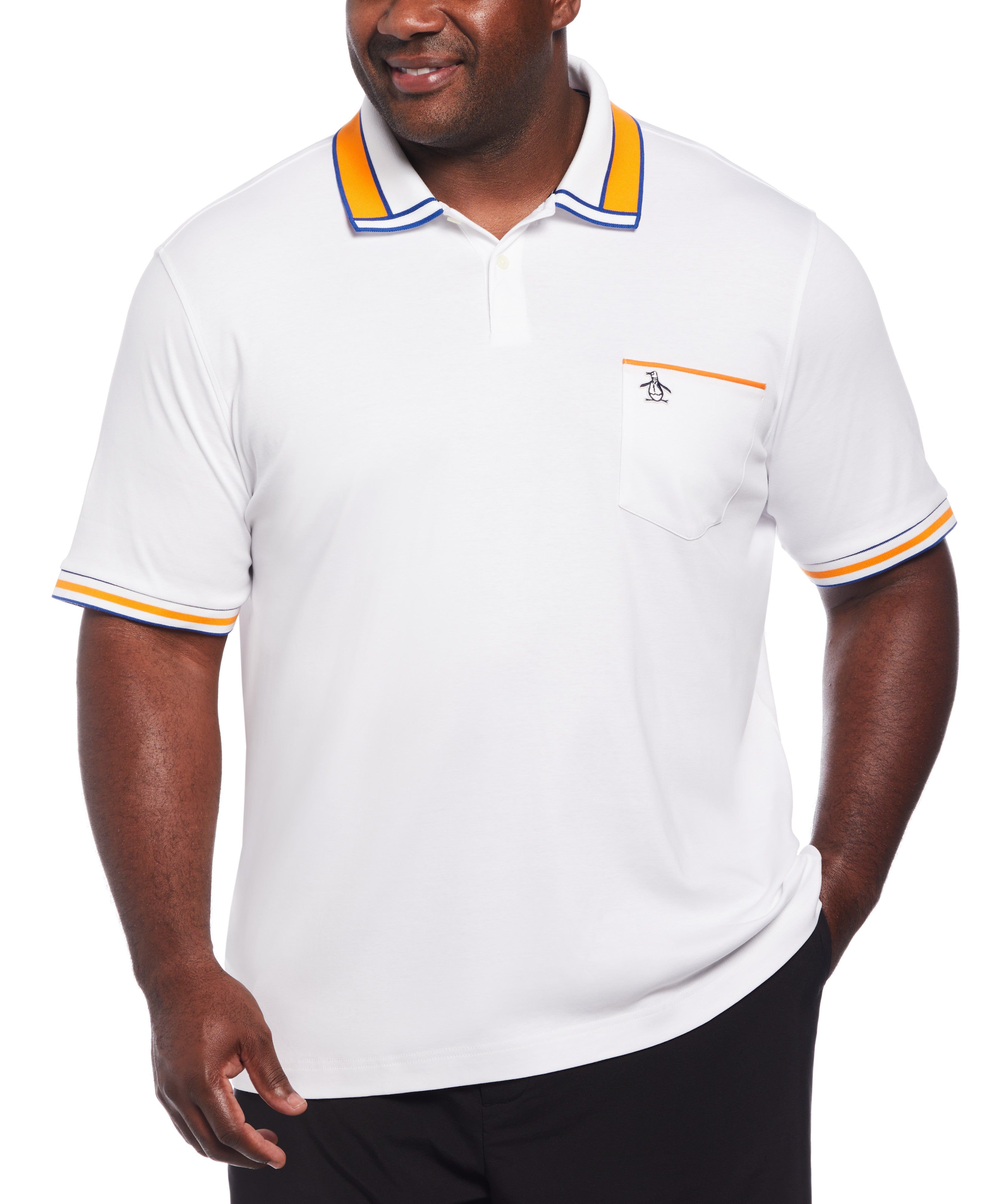 Original Penguin Big & Tall Striped Collar And Cuff Interlock Polo sold by Cubavera