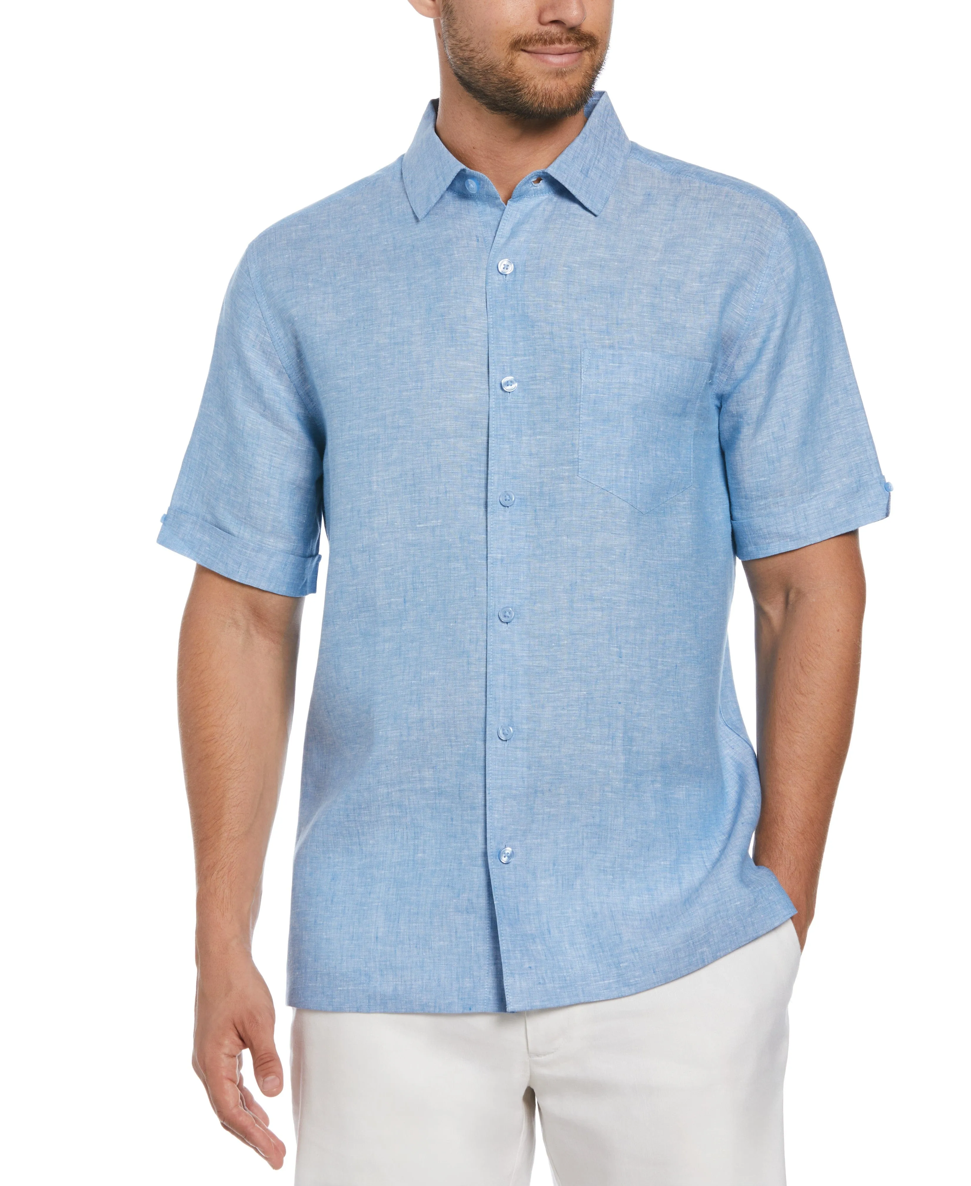 Classic Two-Tone Linen Shirt sold by Cubavera