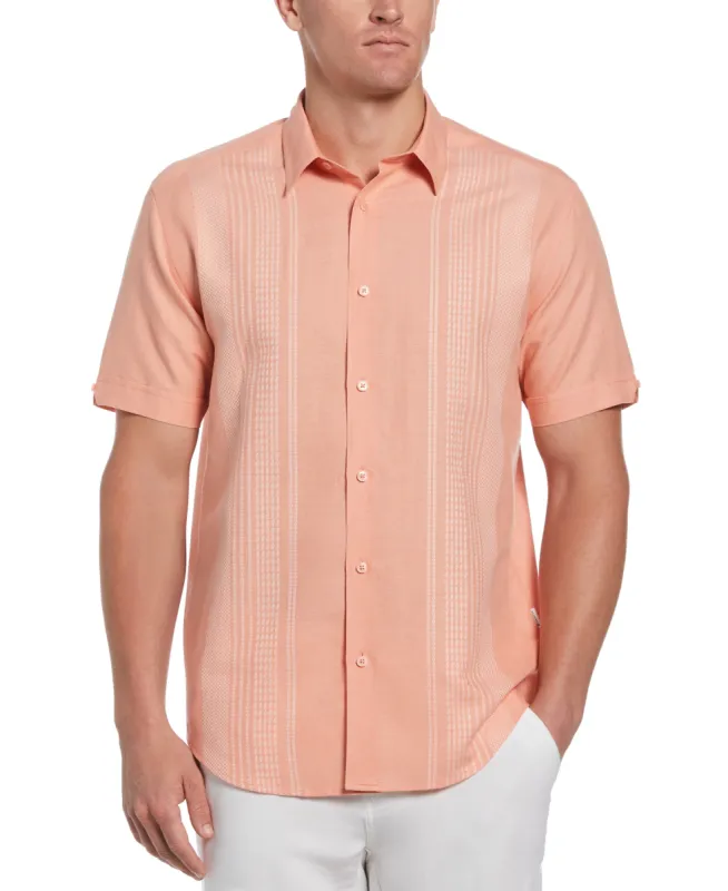 Linen Blend Cross Dye Textured Panel Shirt sold by Cubavera