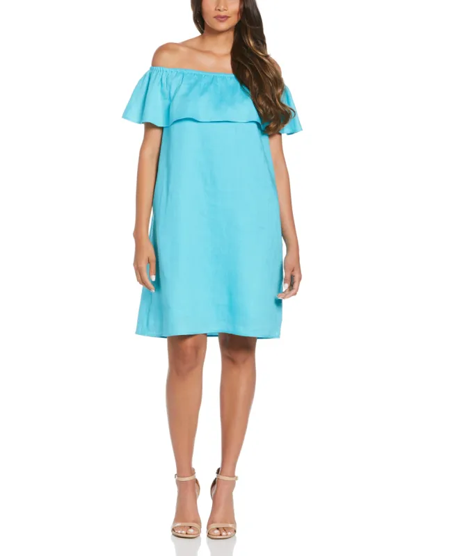 Linen Off-The-Shoulder Knee-Length Dress sold by Cubavera