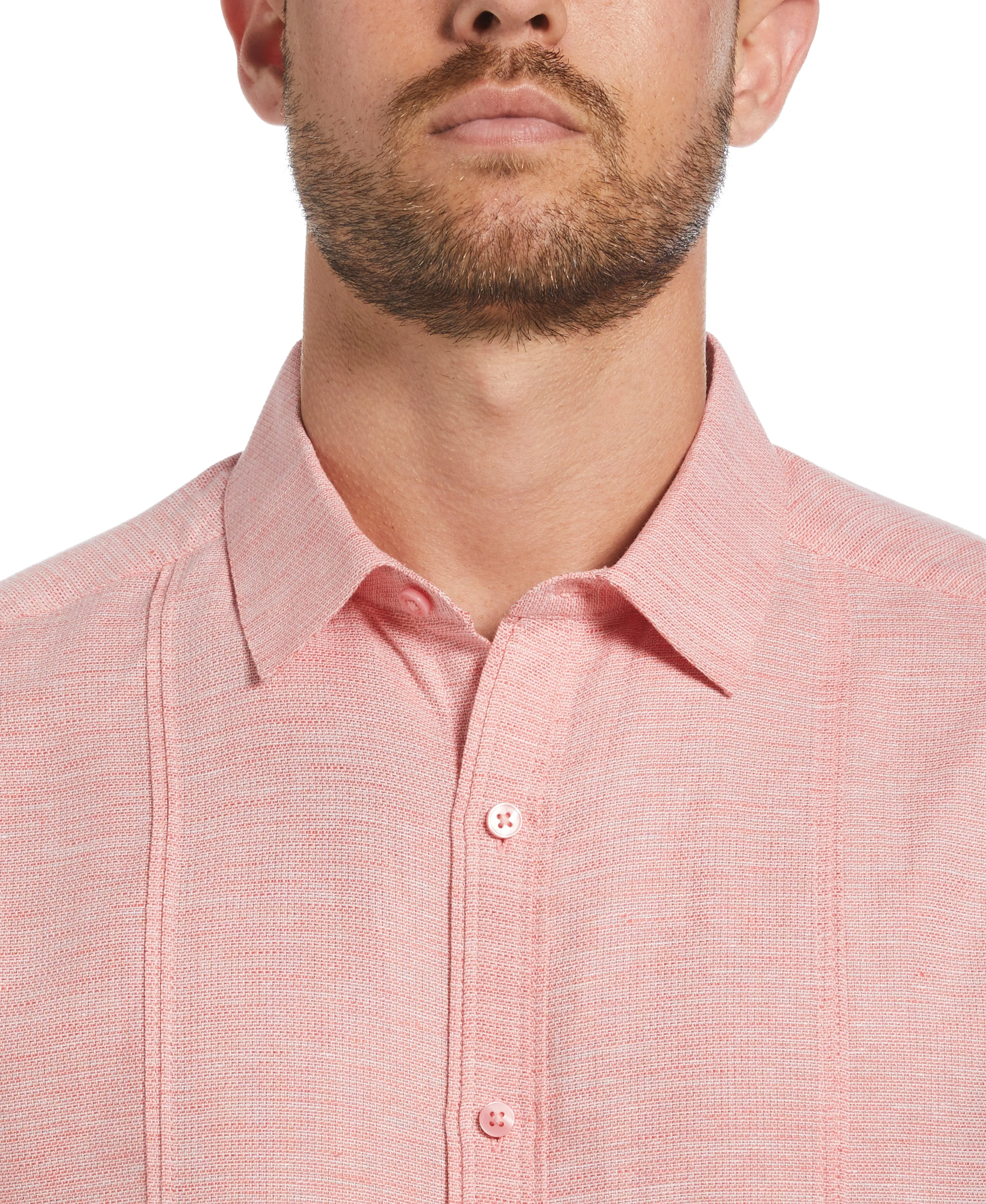 Linen Blend Tuck Panel Dobby Shirt sold by Cubavera product image thumbnail 3