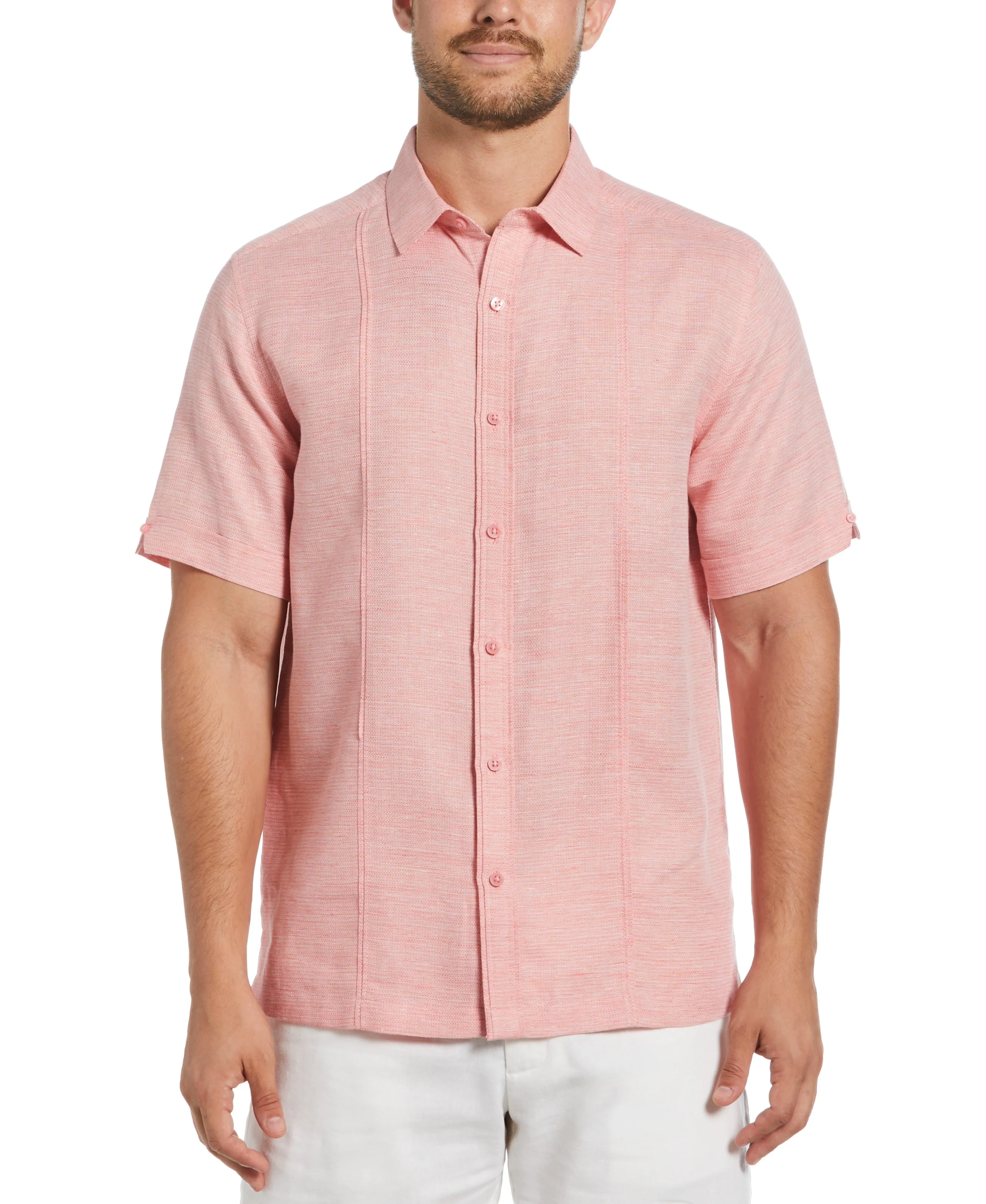 Linen Blend Tuck Panel Dobby Shirt sold by Cubavera