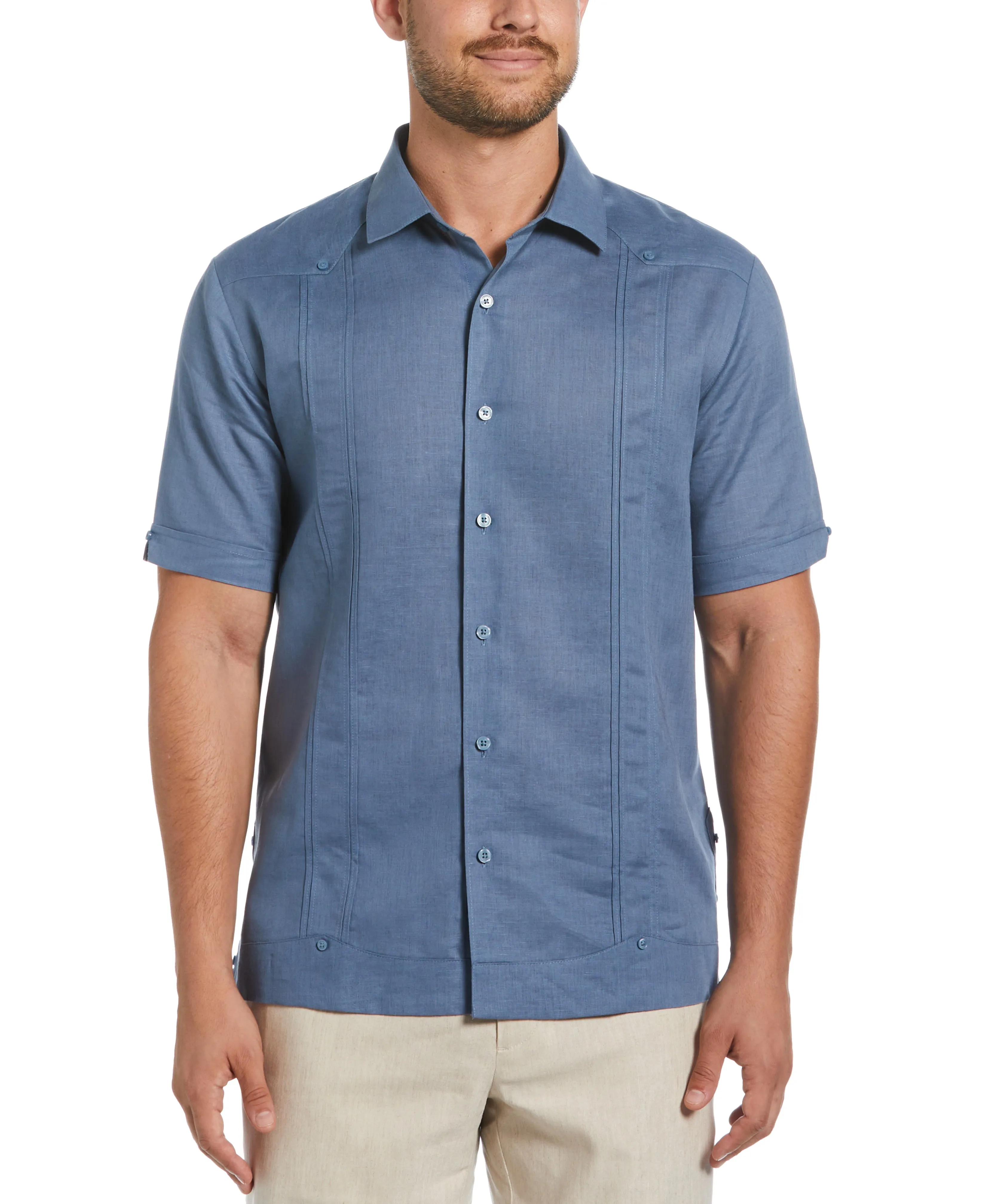 Linen Blend No-Pocket Guayabera Shirt sold by Cubavera