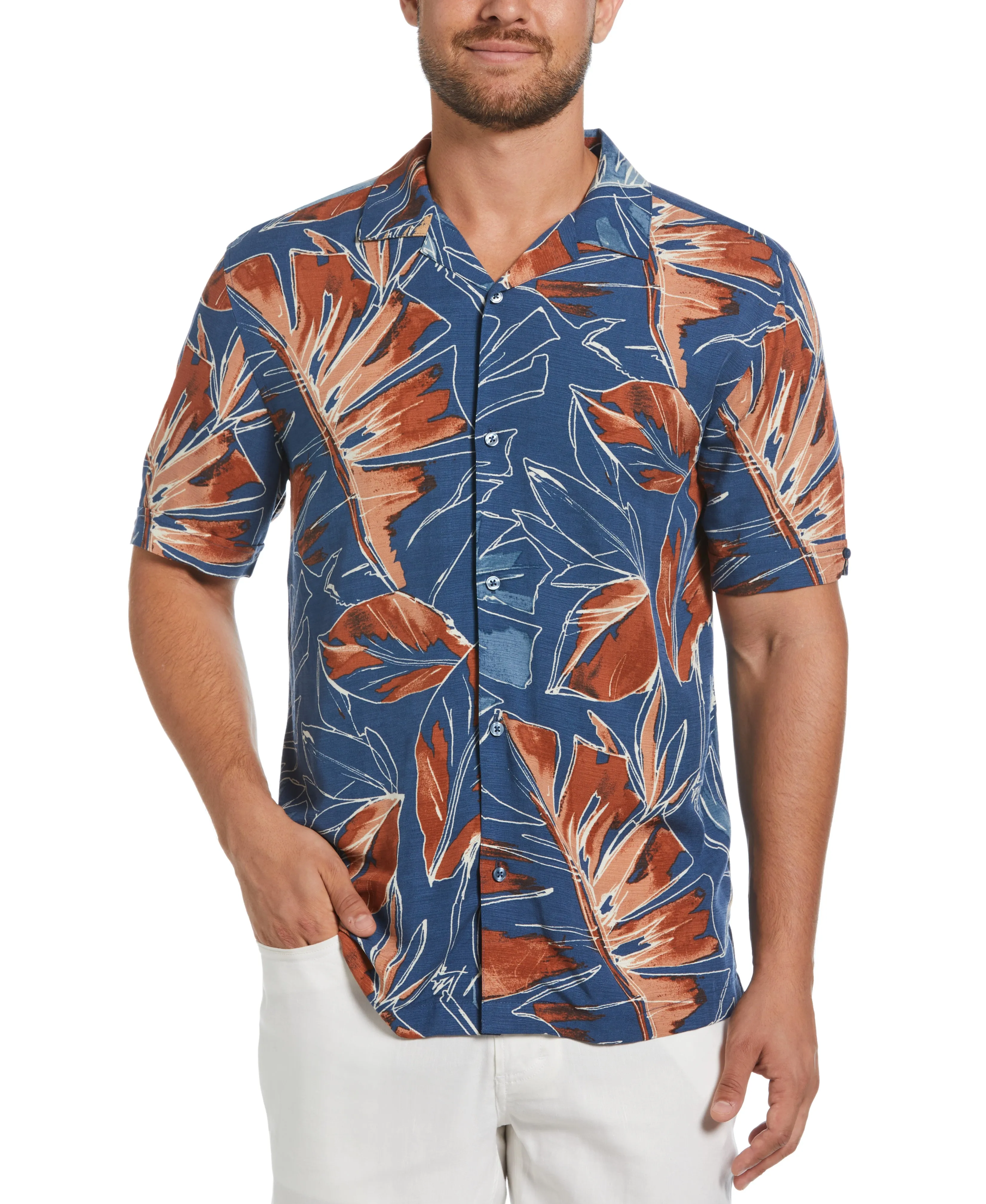 Oversized Tropical Sketch Print Shirt sold by Cubavera