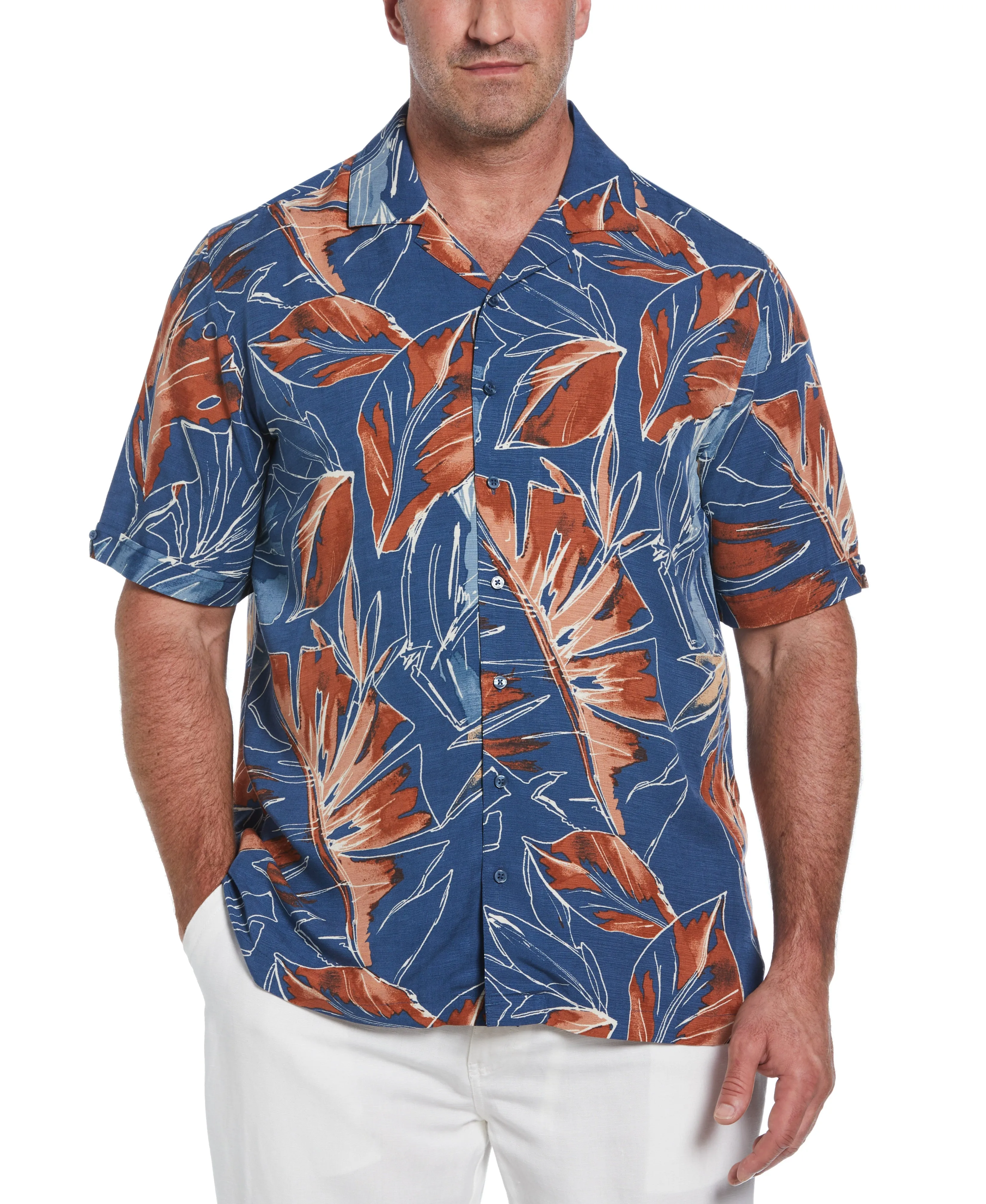Big & Tall Oversized Tropical Sketch Print Shirt sold by Cubavera
