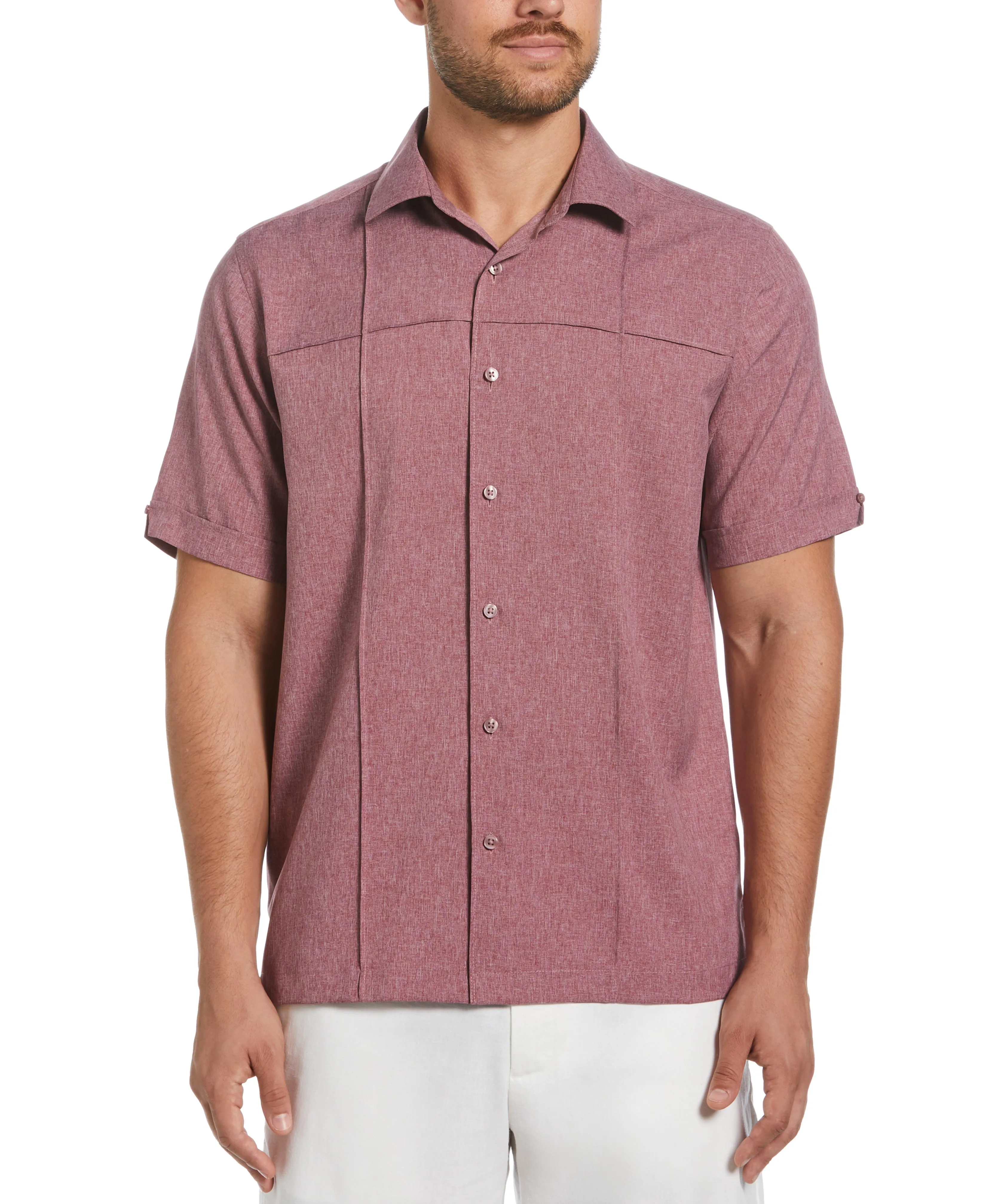Two-Tone Cross Tuck Chambray Shirt sold by Cubavera