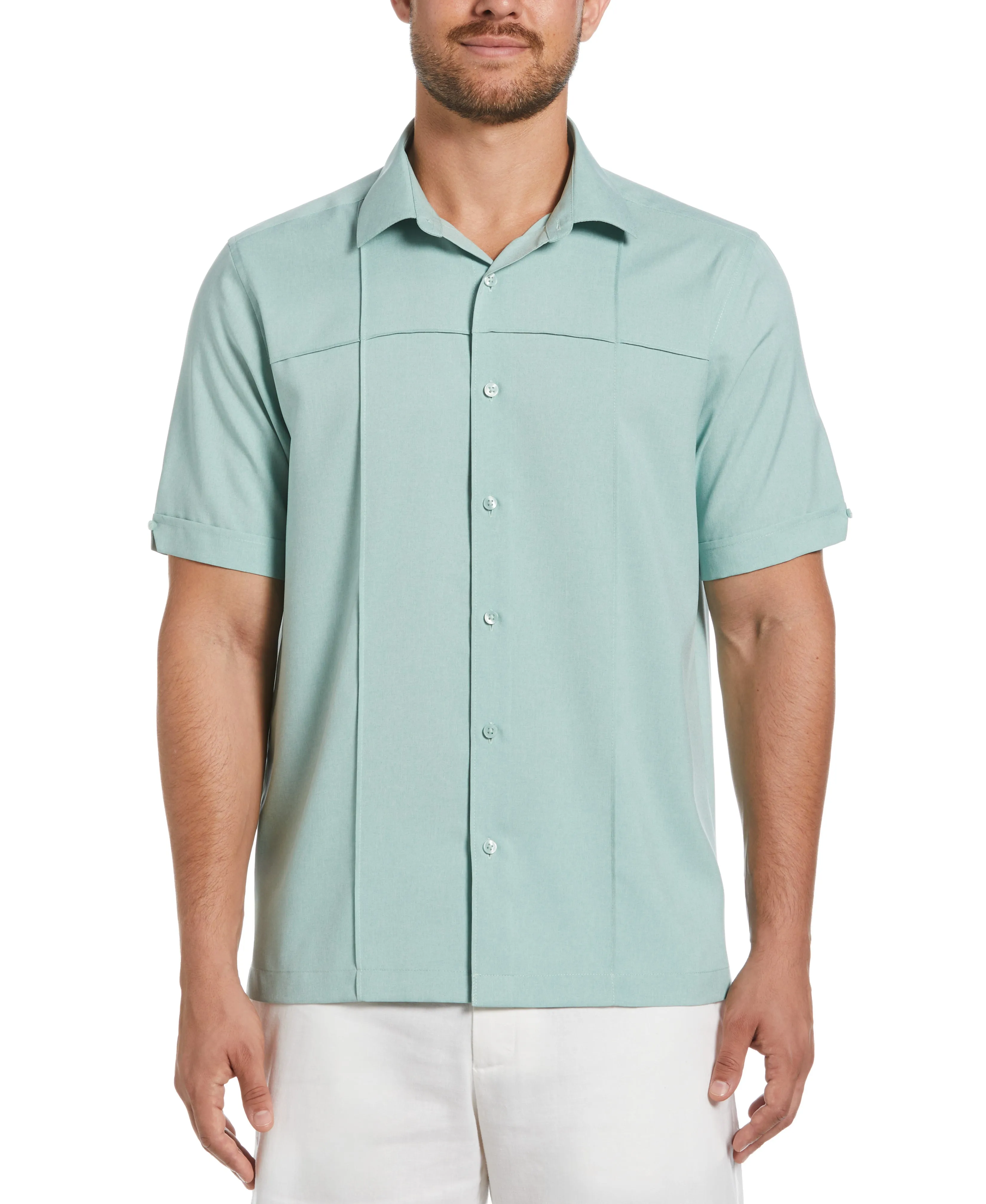 Two-Tone Cross Tuck Chambray Shirt sold by Cubavera