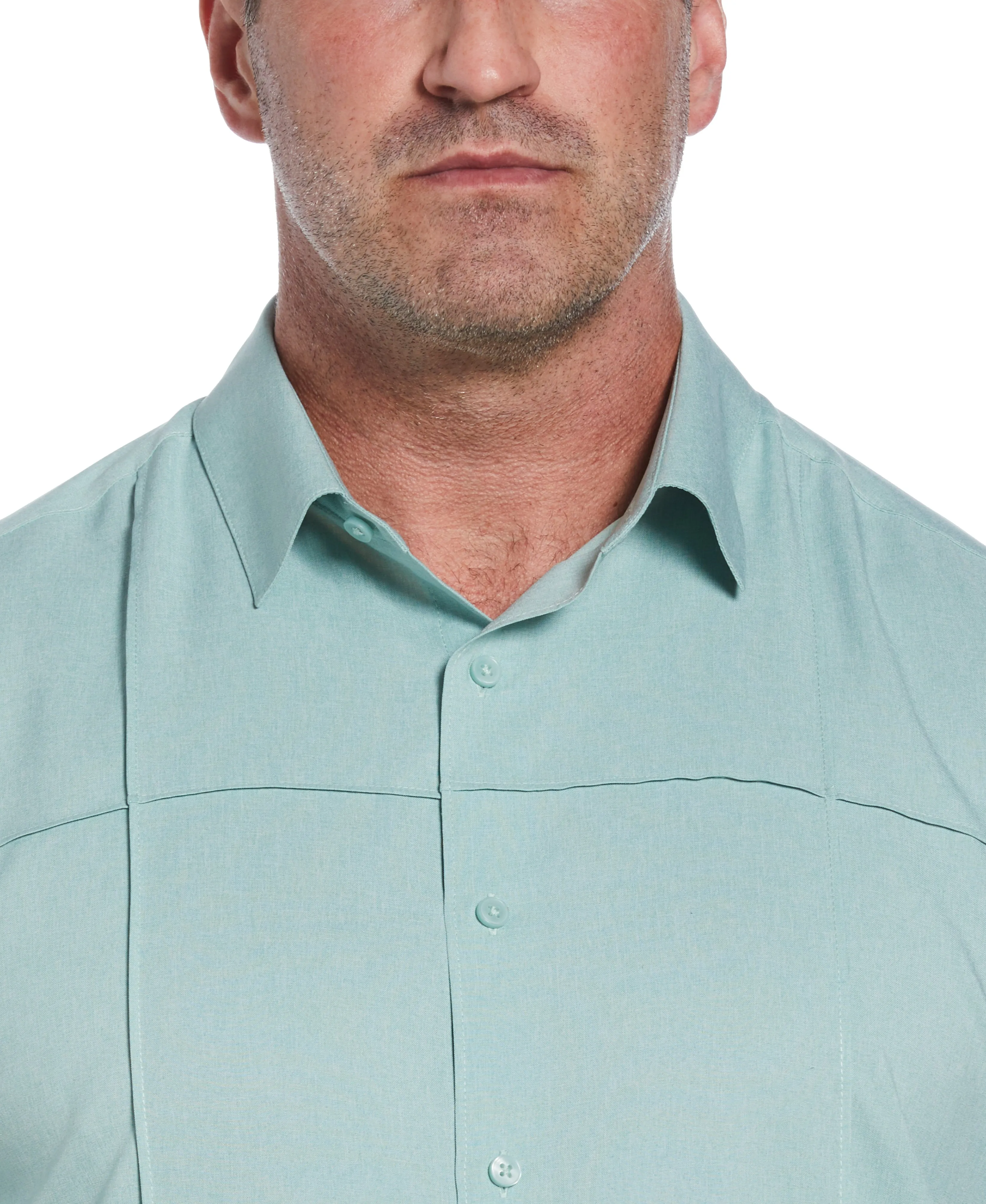 Big & Tall Two-Tone Cross Tuck Chambray Shirt sold by Cubavera product image thumbnail 3