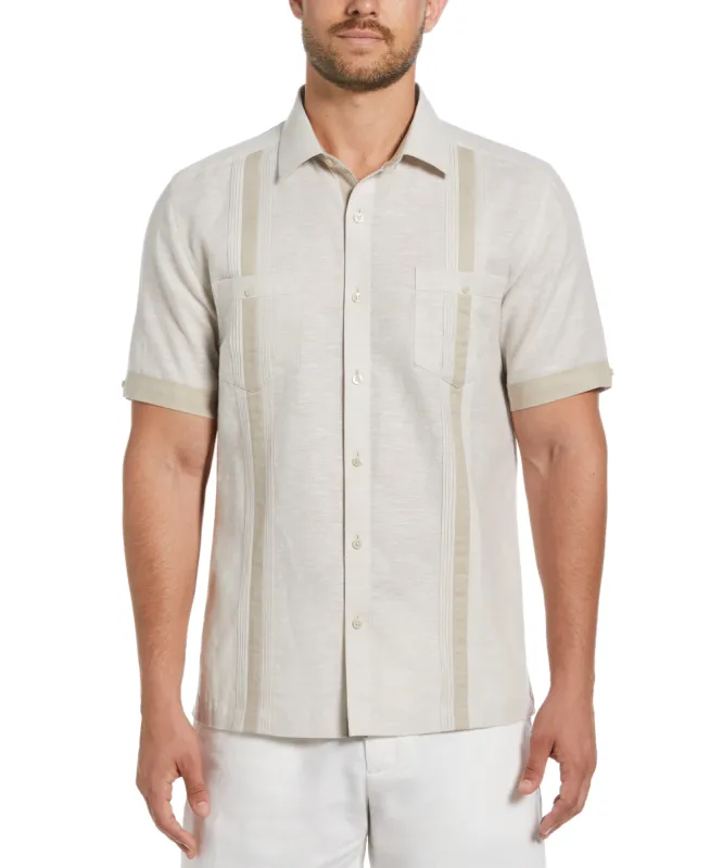 Linen Blend Cross Dye Guayabera Shirt sold by Cubavera