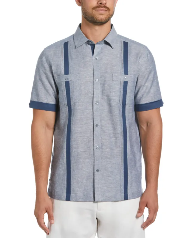 Linen Blend Cross Dye Guayabera Shirt sold by Cubavera