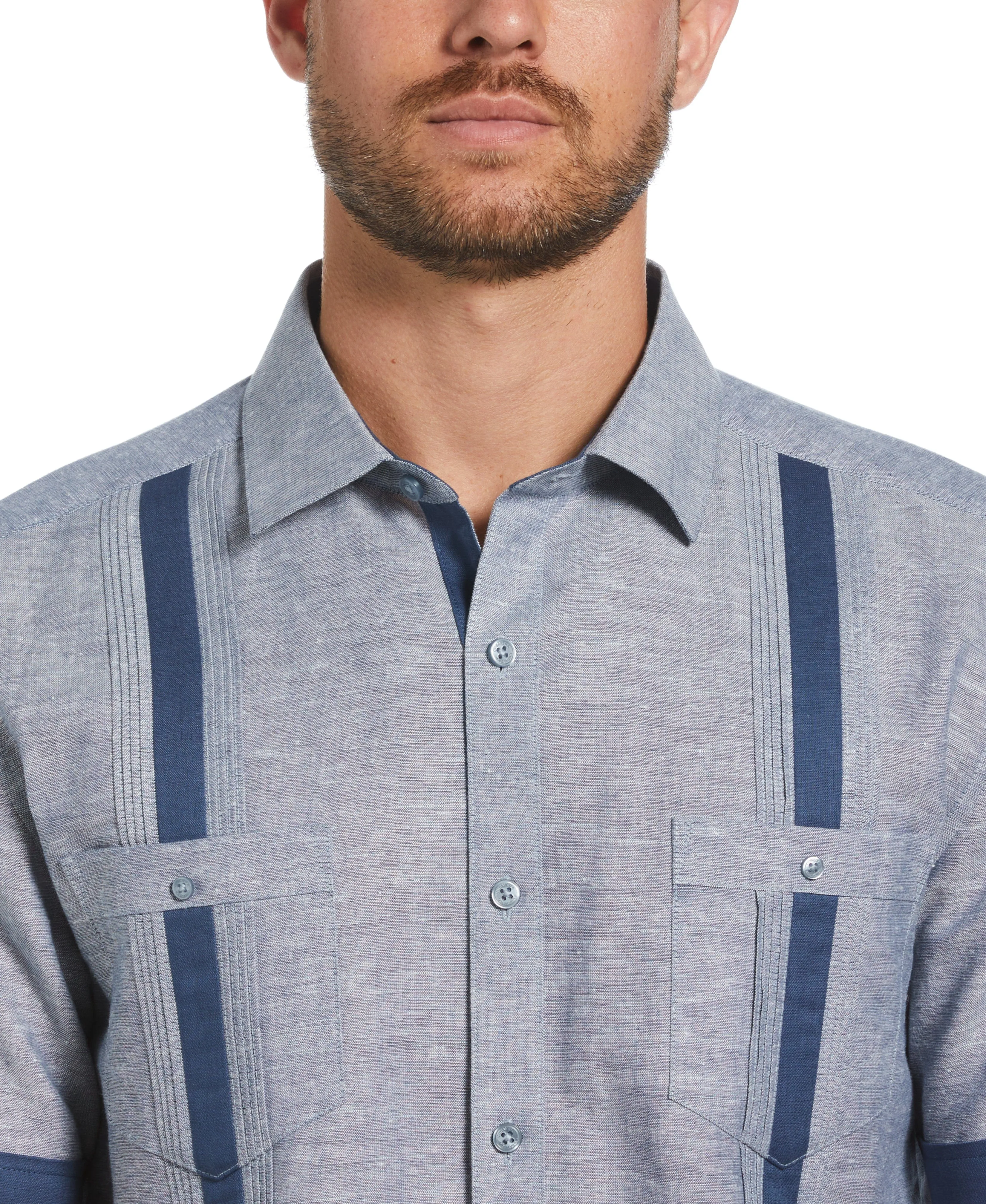 Linen Blend Cross Dye Guayabera Shirt sold by Cubavera product image thumbnail 4