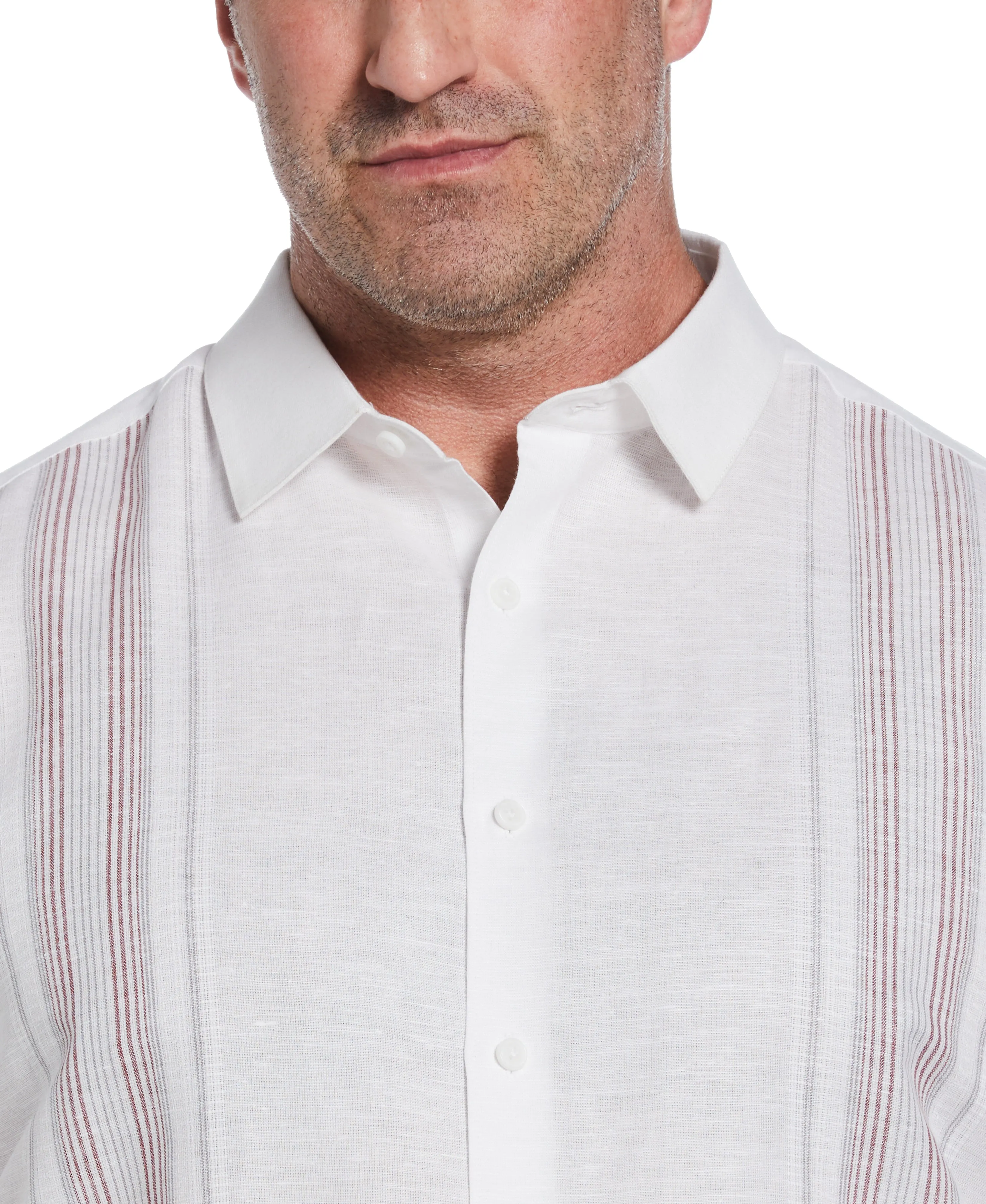 Big & Tall Linen Blend Yarn Dyed Panel Shirt sold by Cubavera product image thumbnail 3