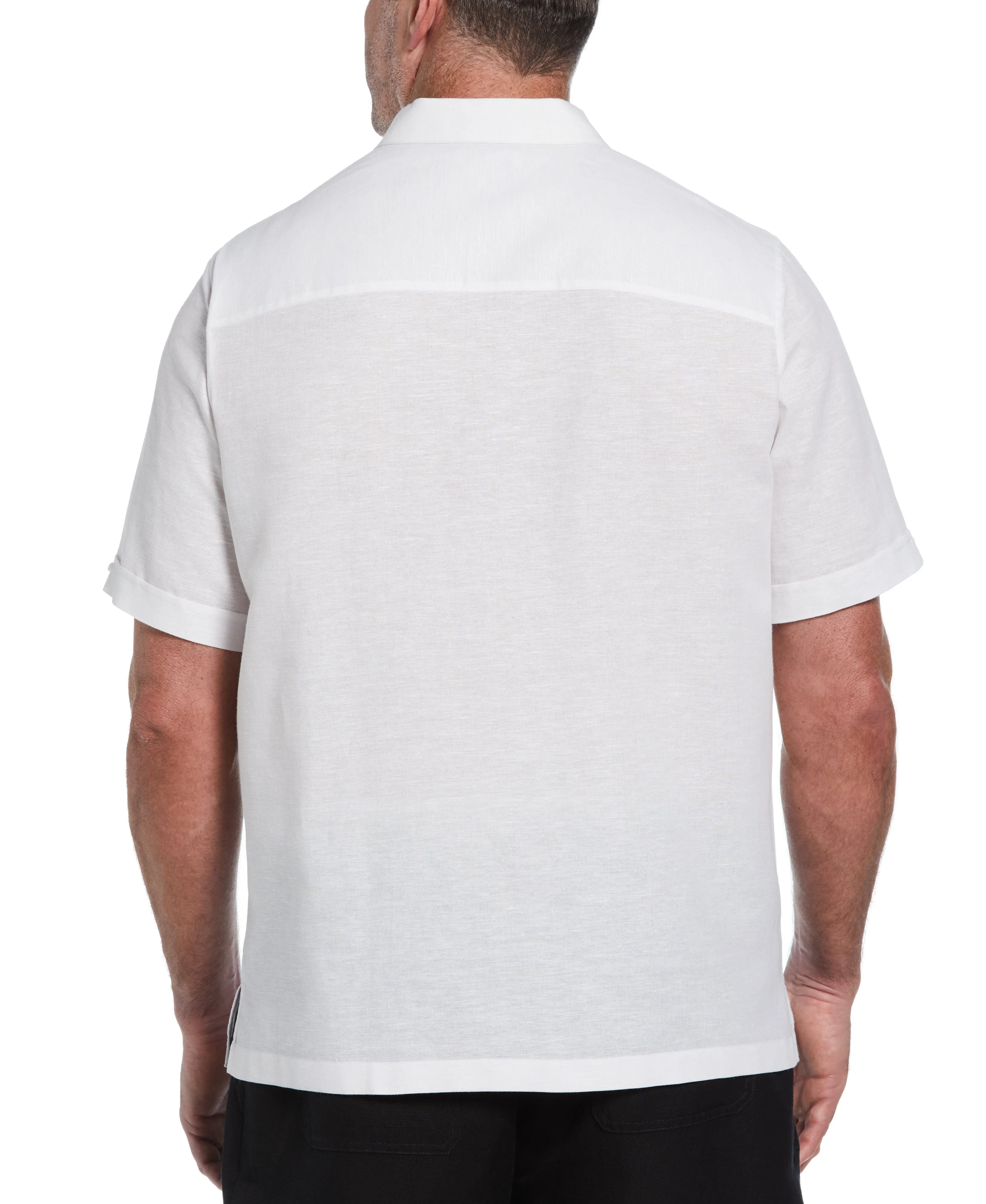 Big & Tall Linen Blend Yarn Dyed Panel Shirt sold by Cubavera product image thumbnail 2