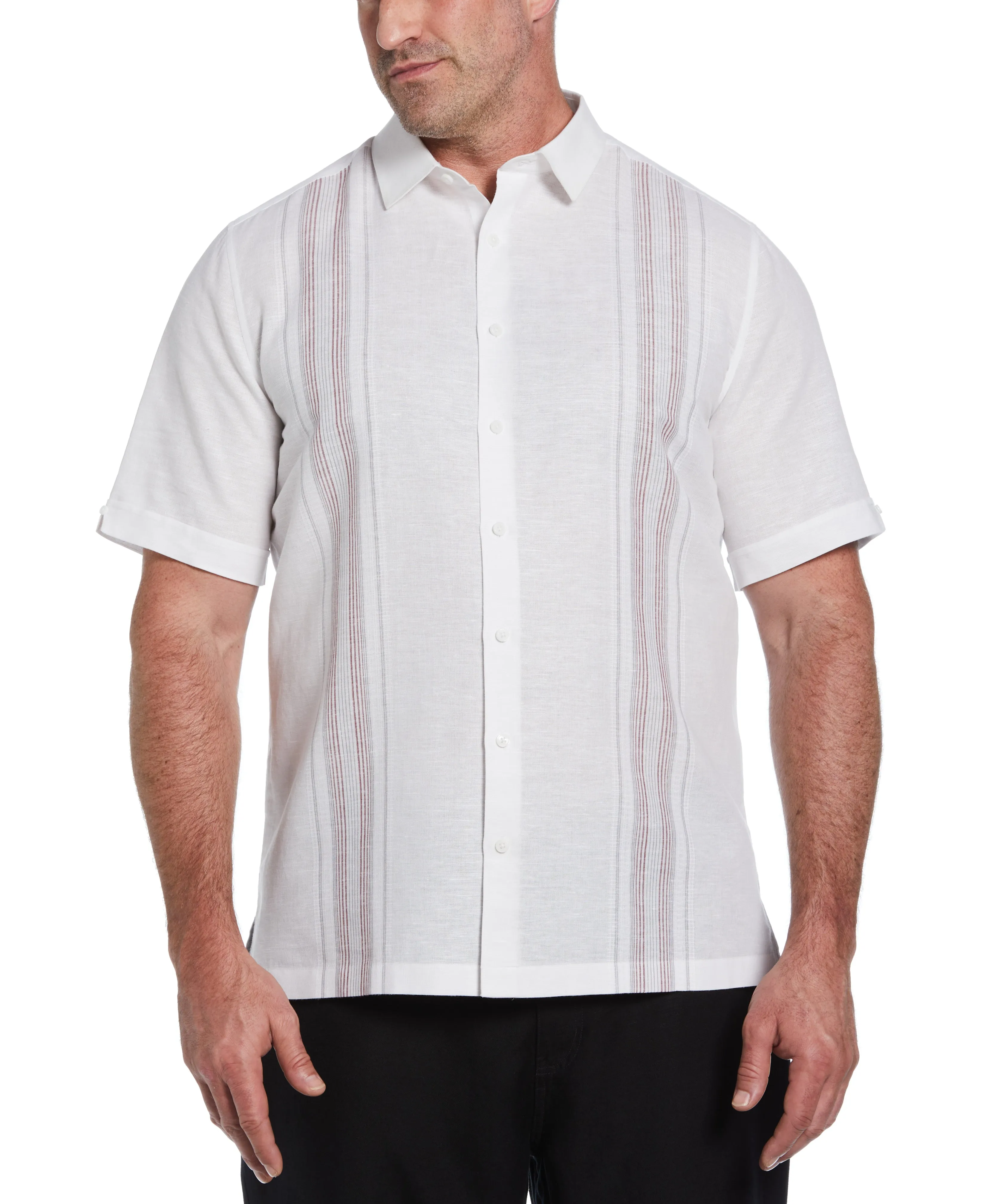 Big & Tall Linen Blend Yarn Dyed Panel Shirt sold by Cubavera