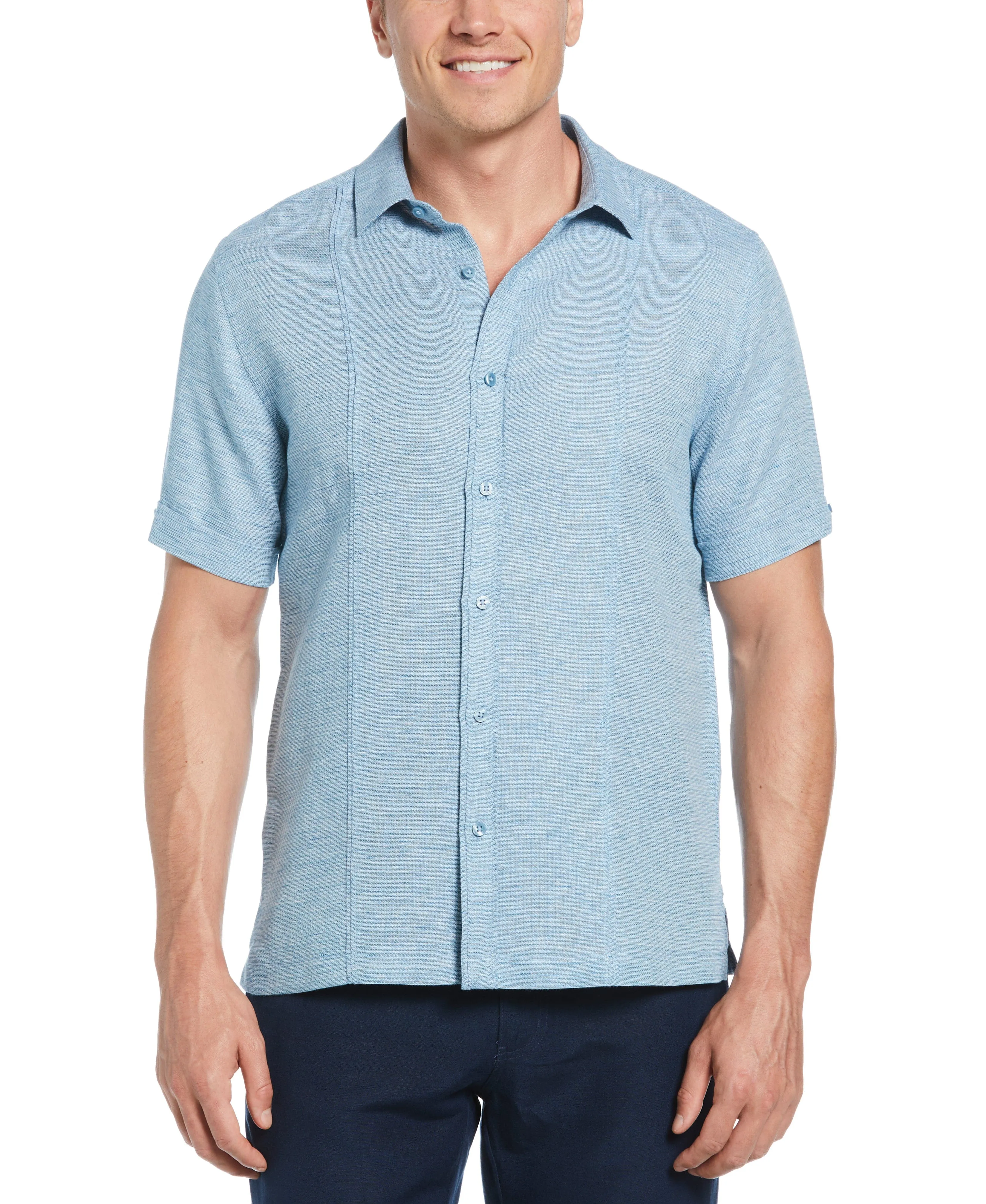 Linen Blend Tuck Panel Dobby Shirt sold by Cubavera
