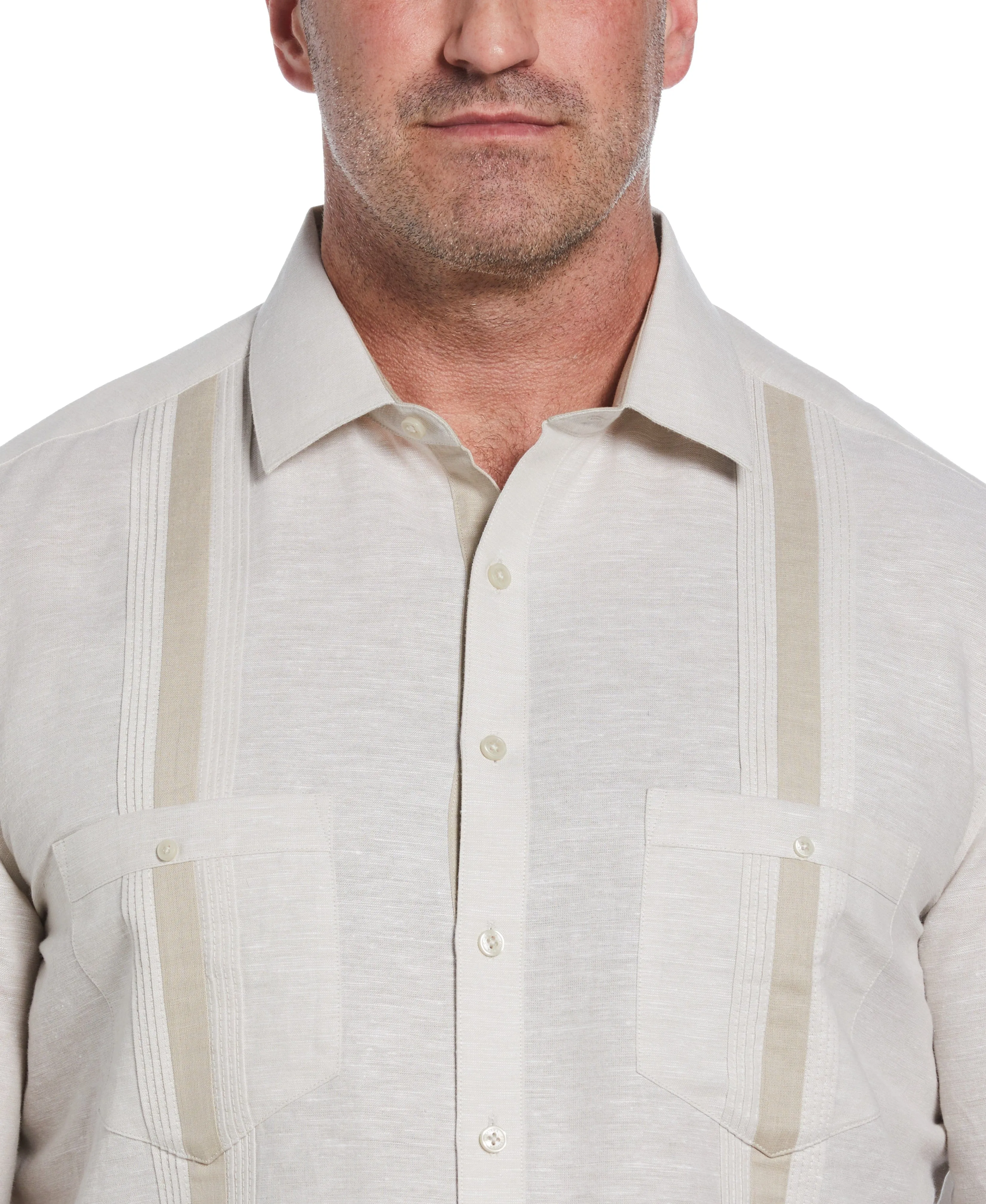 Big & Tall Linen Blend Cross Dye Guayabera Shirt sold by Cubavera product image thumbnail 3