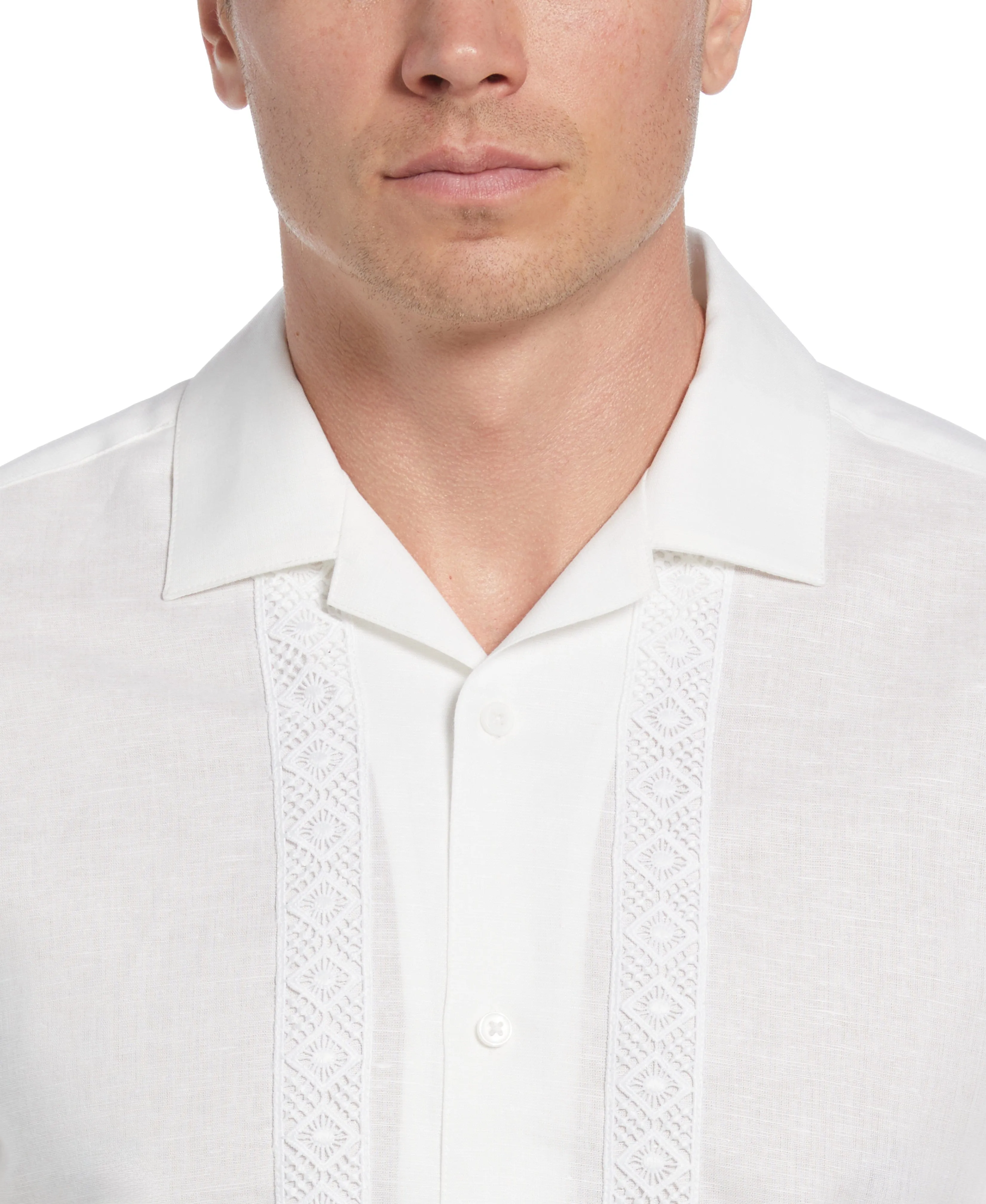 Linen-Blend Applique Panel Guayabera Shirt sold by Cubavera product image thumbnail 3