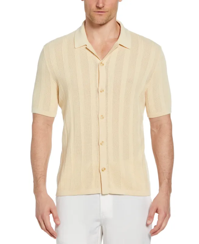 Mesh Stripe Knit Sweater Shirt sold by Cubavera