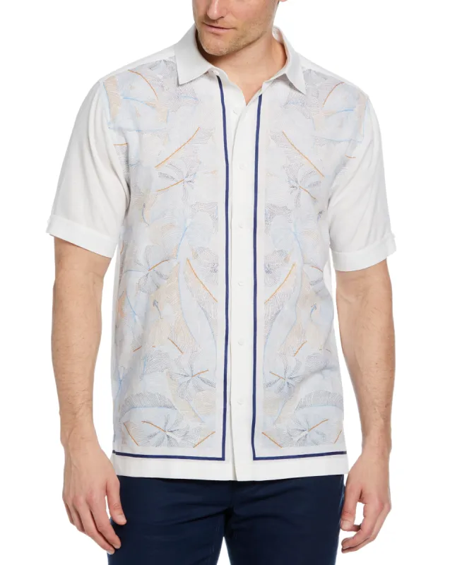 Linen-Blend L-Shape Leaf Print Shirt sold by Cubavera