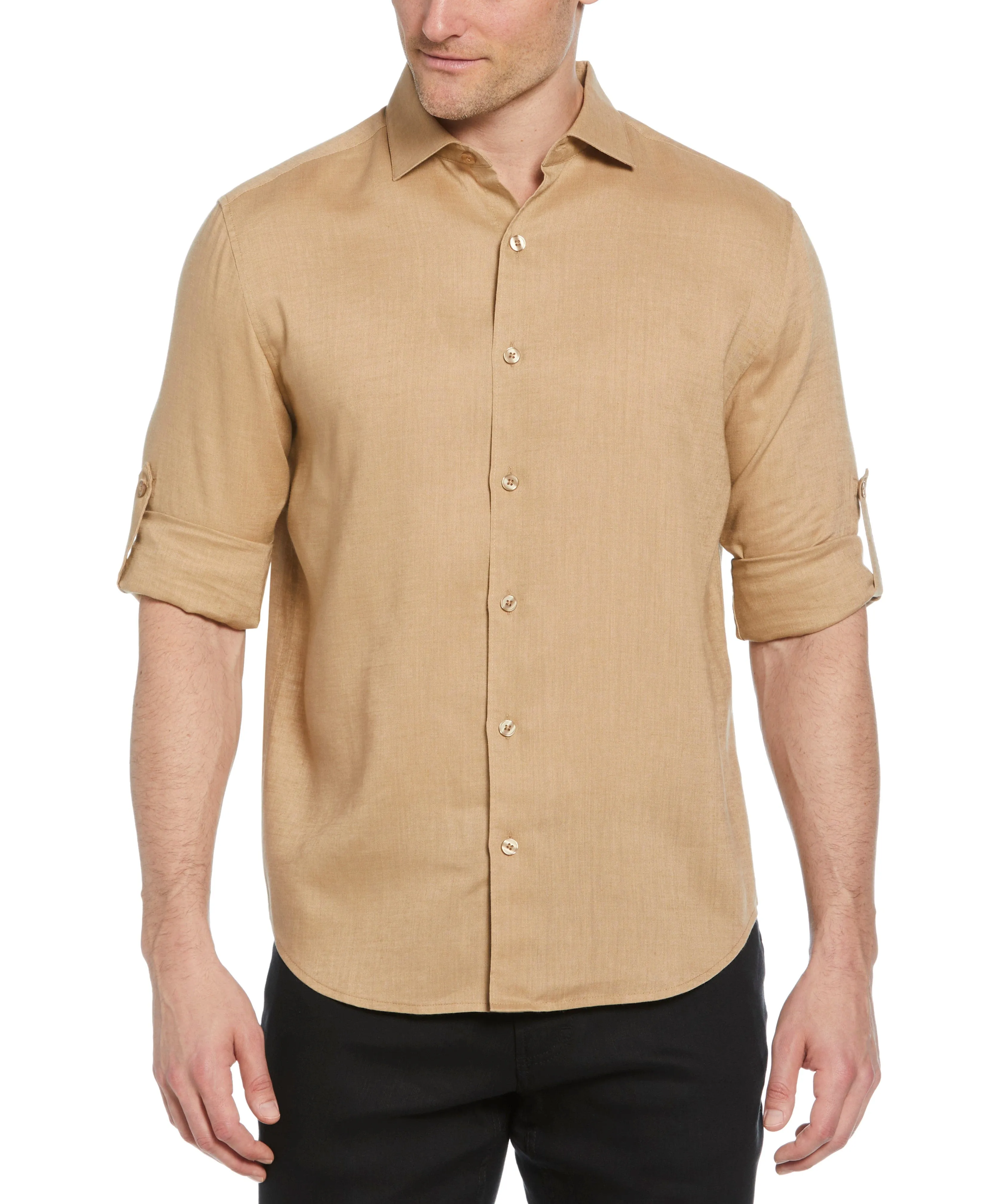 Travelselect™ Linen-Blend Rolled Sleeve Shirt sold by Cubavera product image thumbnail 4