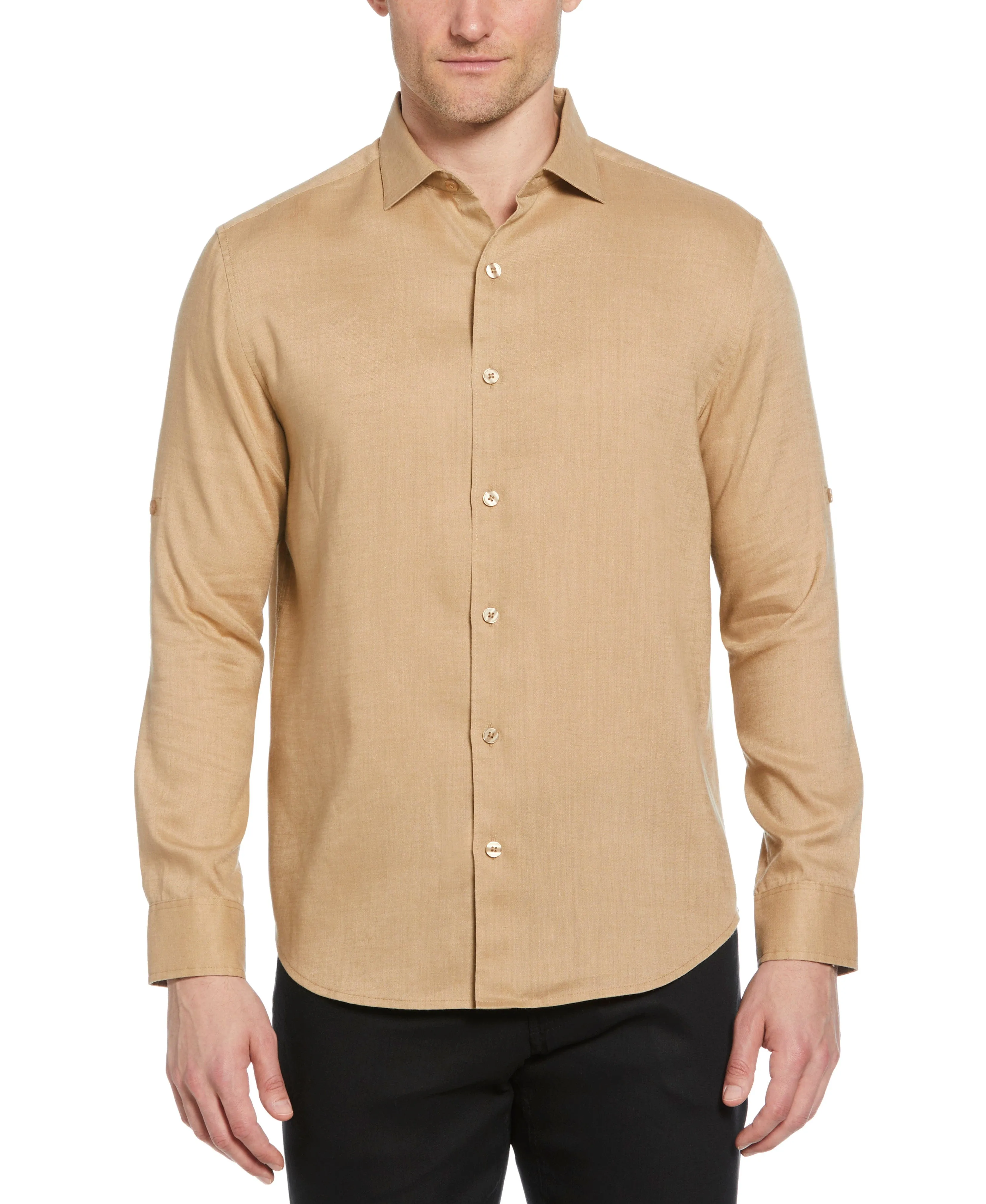 Travelselect™ Linen-Blend Rolled Sleeve Shirt sold by Cubavera