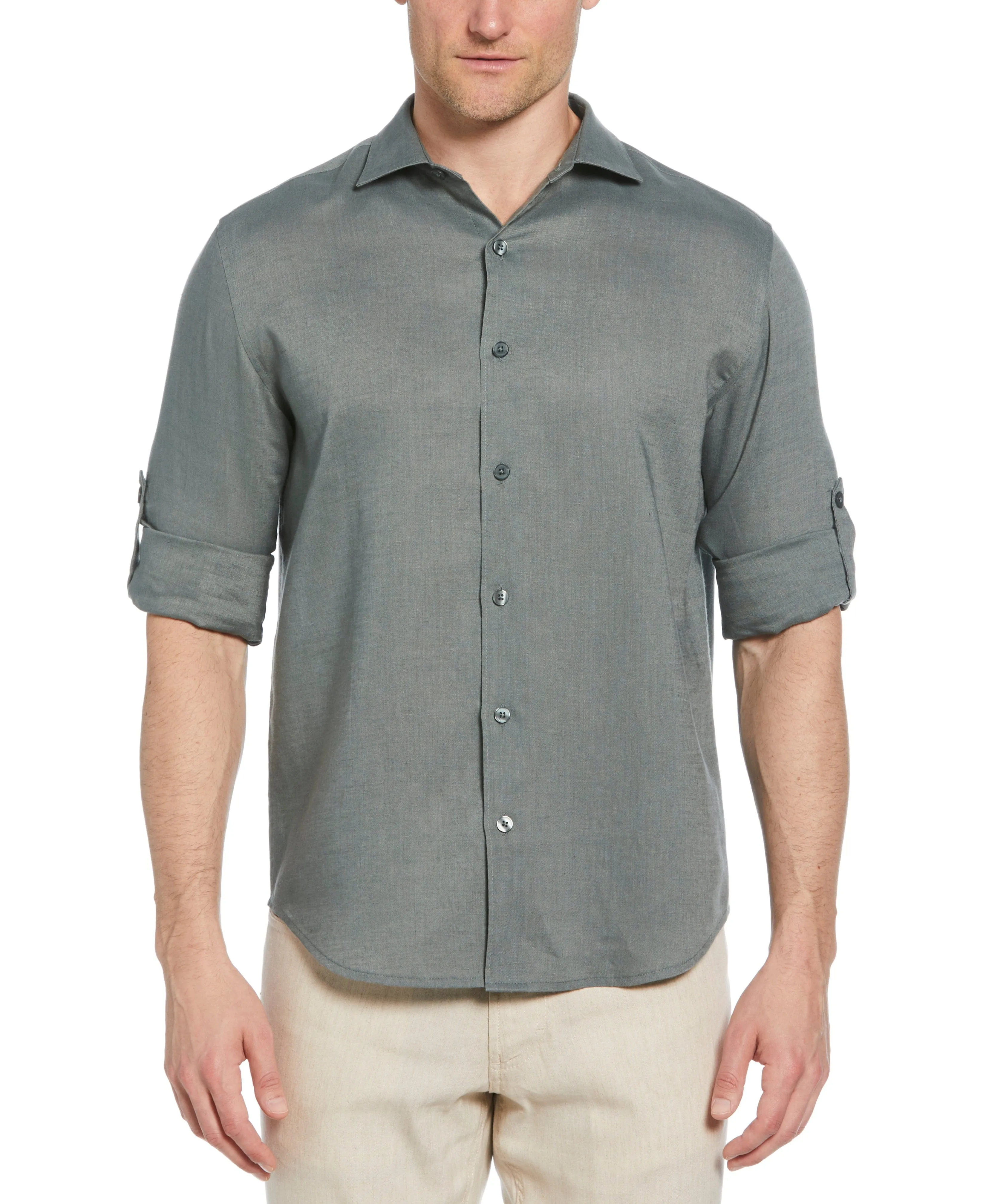 Travelselect™ Linen-Blend Rolled Sleeve Shirt sold by Cubavera product image thumbnail 4