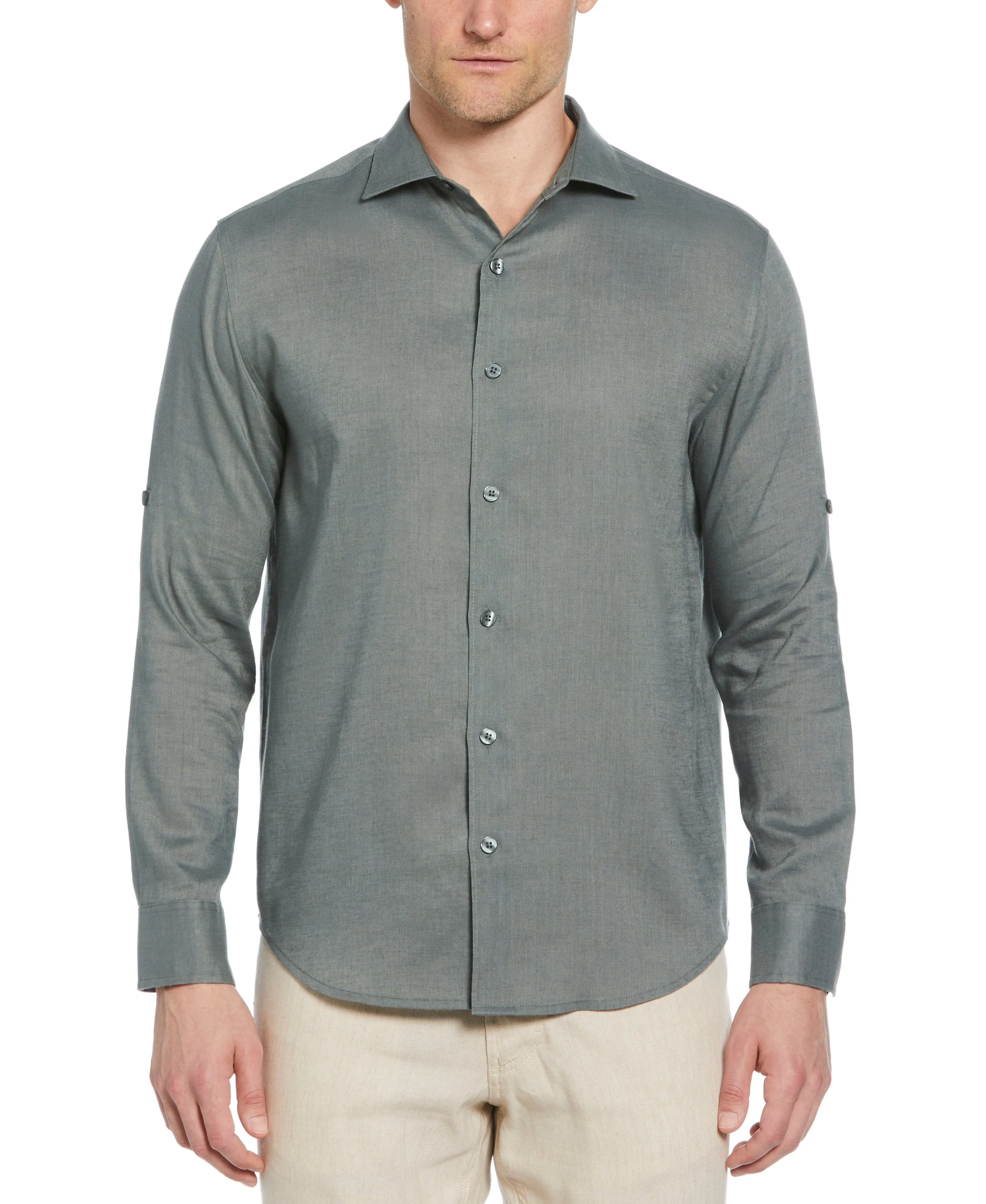 Travelselect™ Linen-Blend Rolled Sleeve Shirt sold by Cubavera
