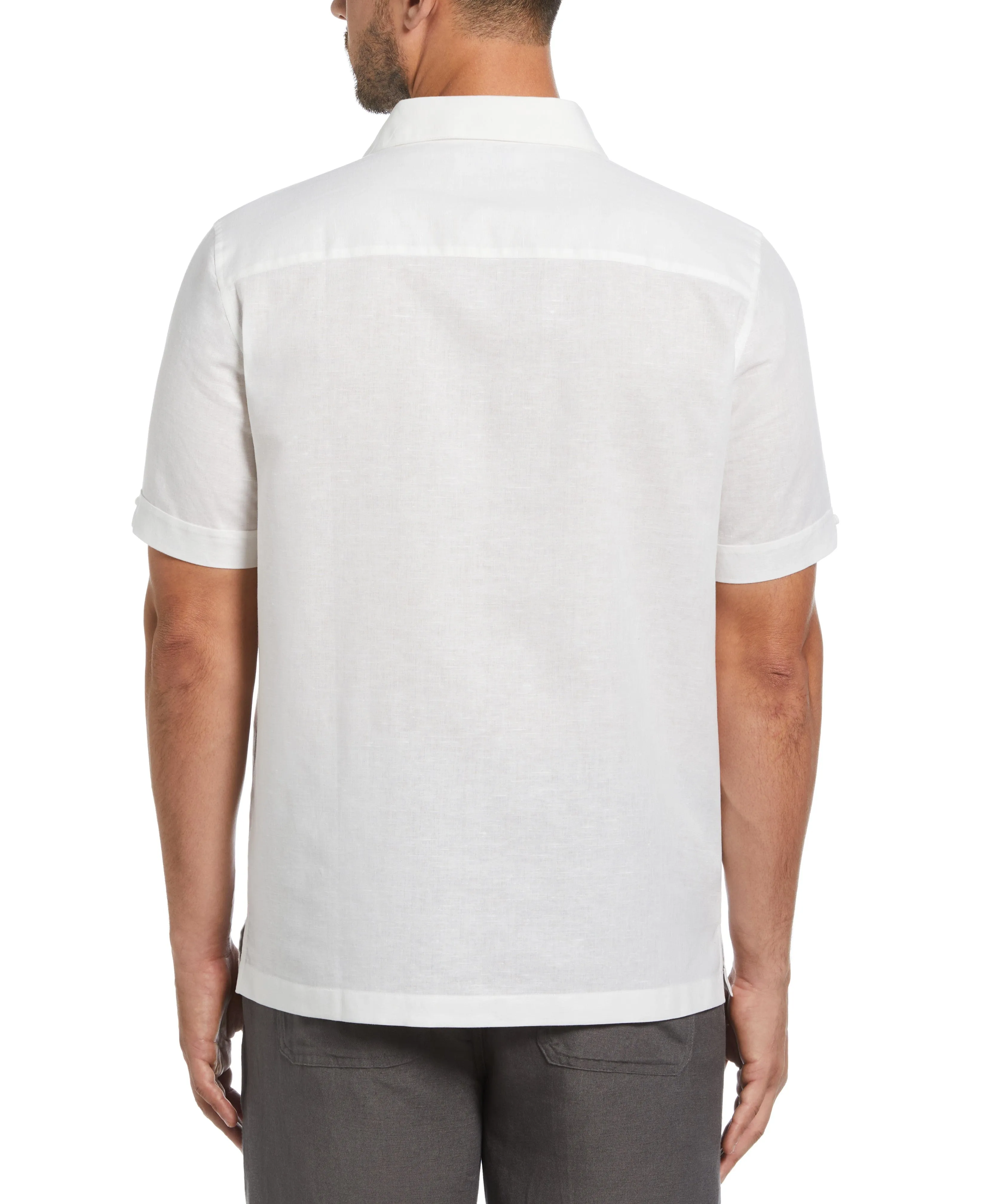 Linen Blend Embroidered Contrast Wave Panel Shirt sold by Cubavera product image thumbnail 2