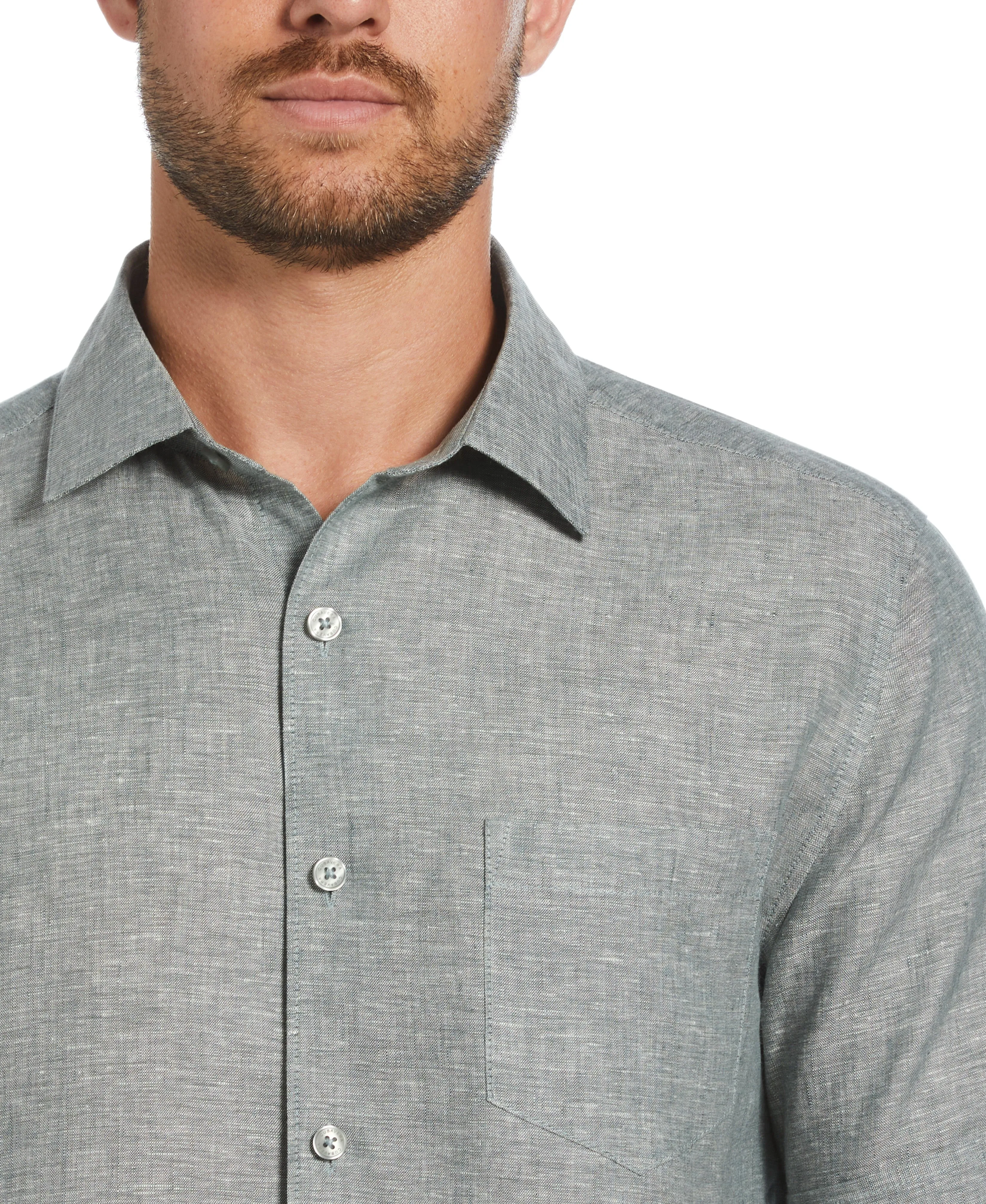 Big & Tall Classic Two-Tone Linen Shirt sold by Cubavera product image thumbnail 3