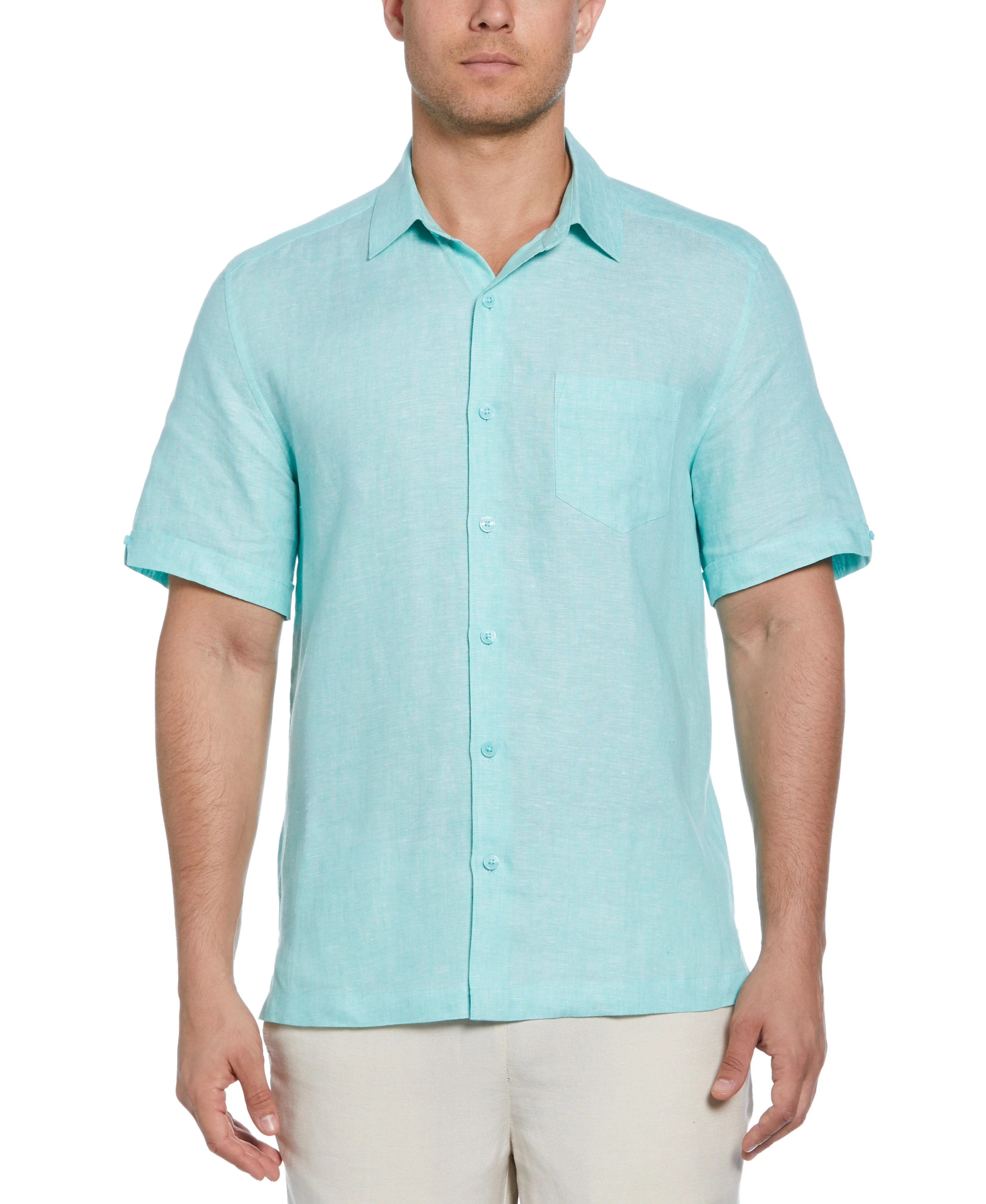 Classic Two-Tone Linen Shirt sold by Cubavera