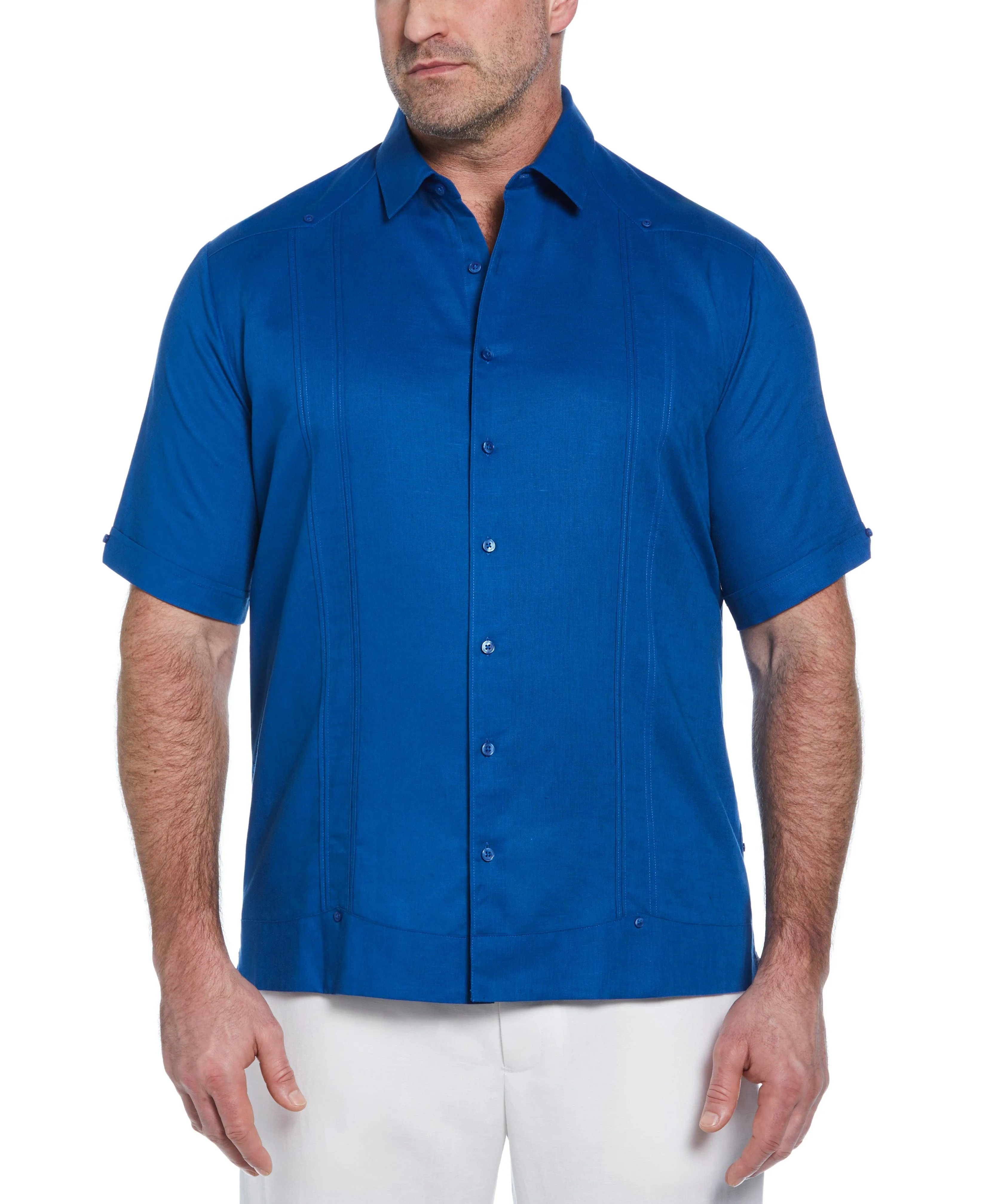 Big & Tall Linen Blend No Pocket Guayabera Shirt sold by Cubavera