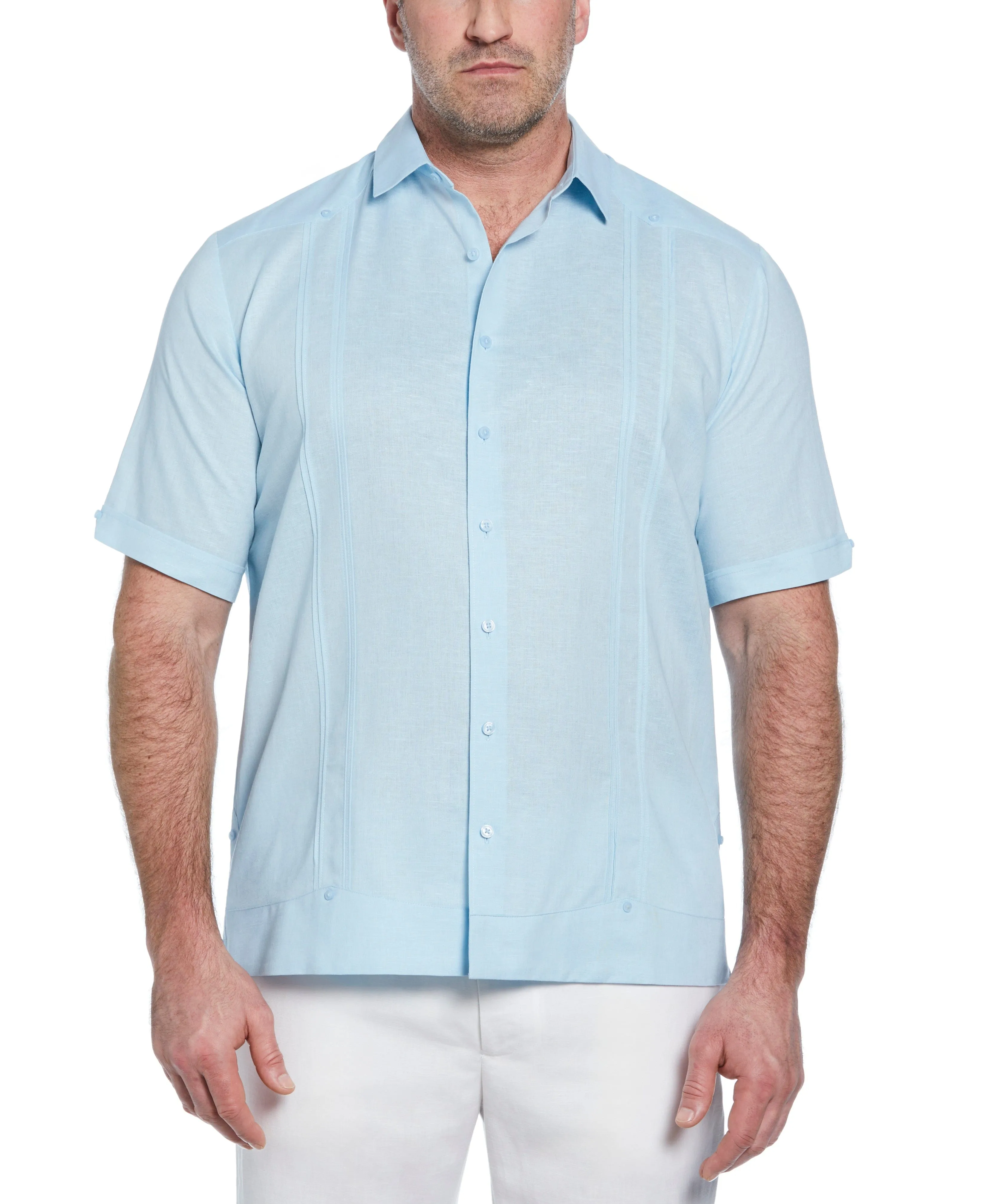 Big & Tall Linen Blend No Pocket Guayabera Shirt sold by Cubavera